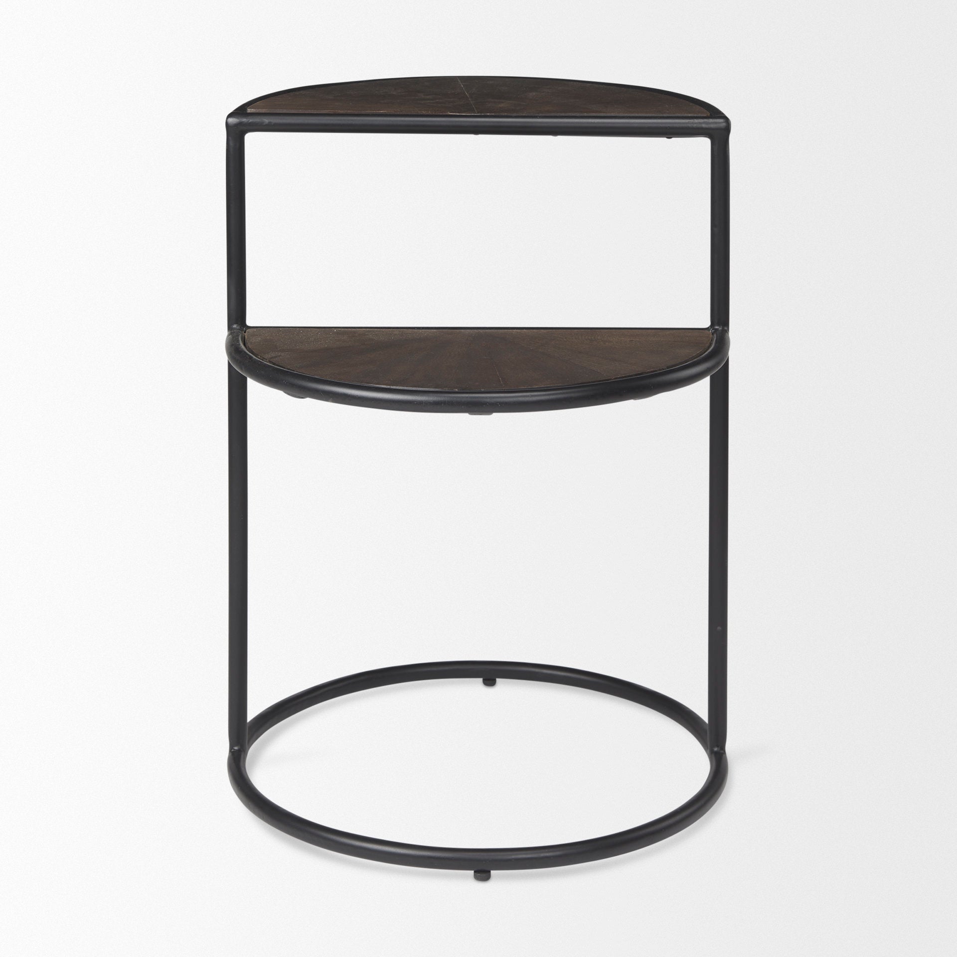 19" Espresso and Black Solid Wood and Metal Tray Table