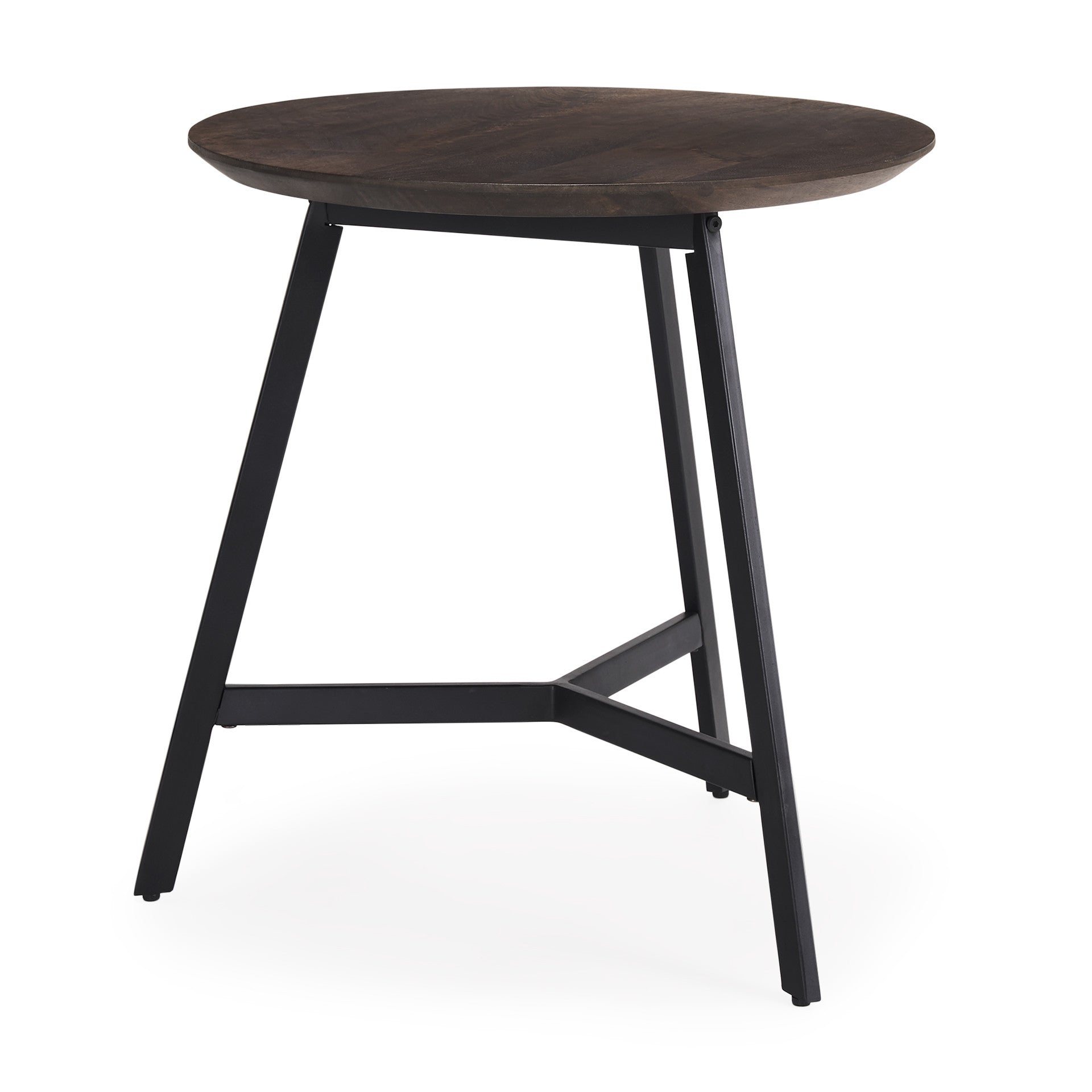 23" Espresso and Black Solid Wood and Metal Tray Table