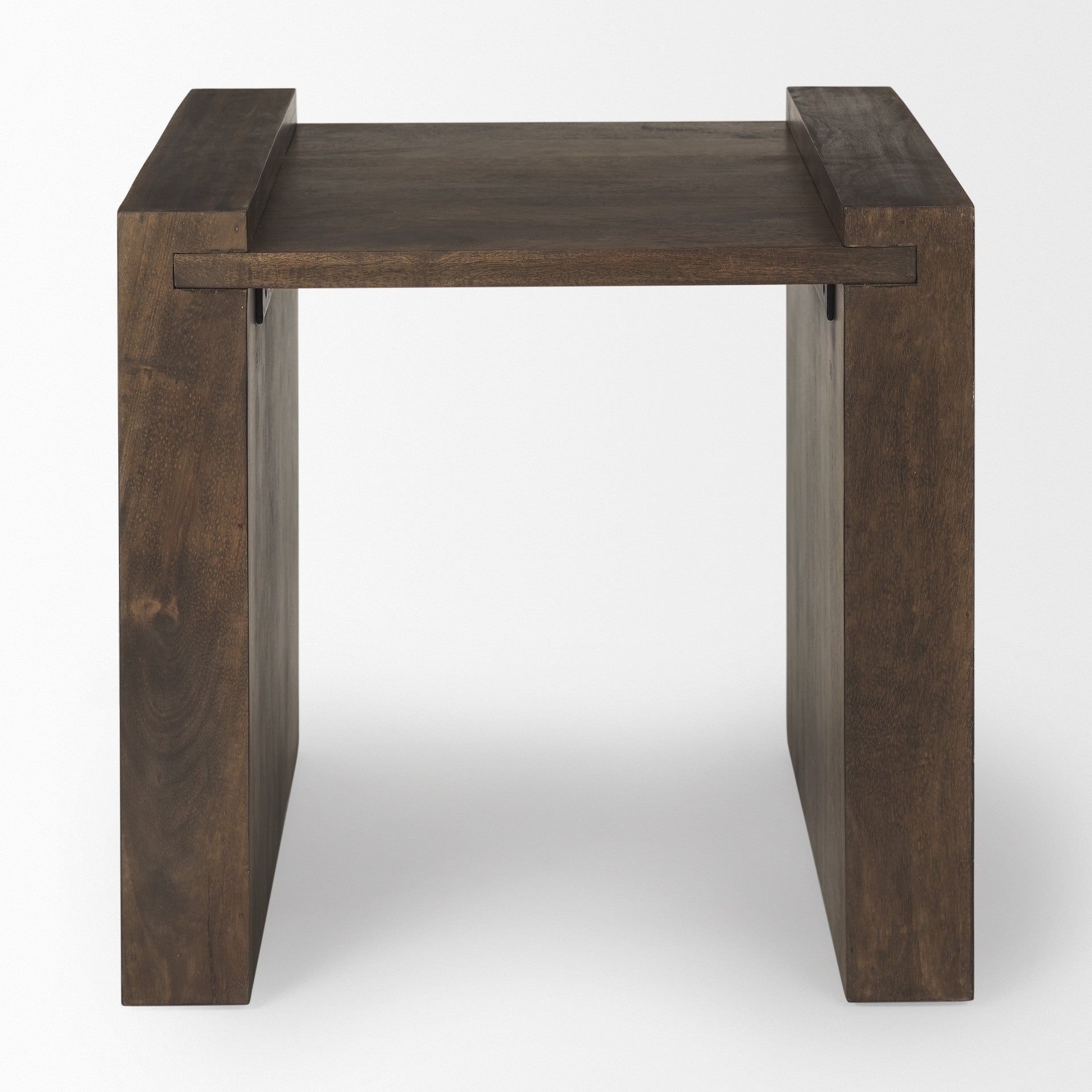 22" Espresso and Brown Solid Wood and Wood Tray Table