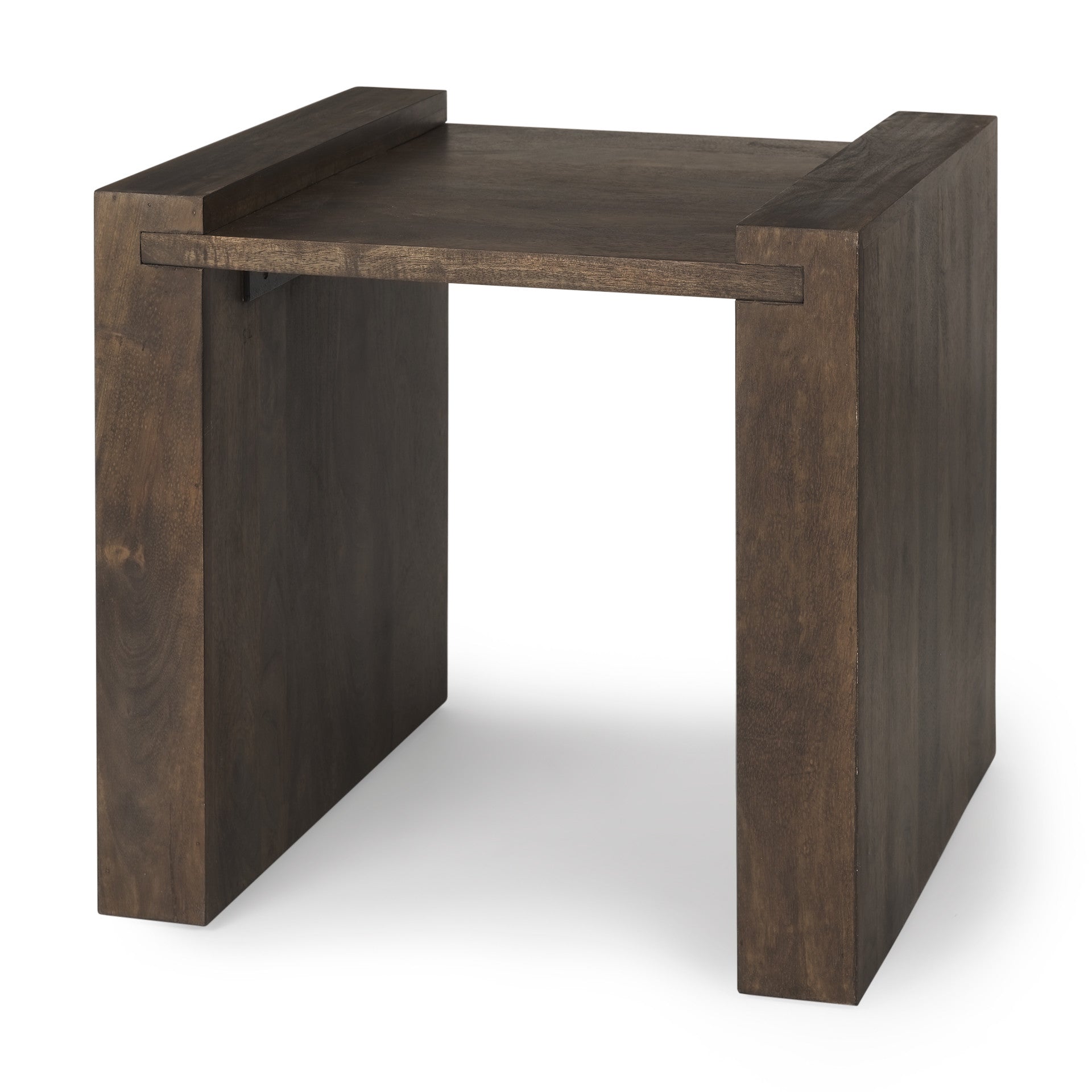 22" Espresso and Brown Solid Wood and Wood Tray Table