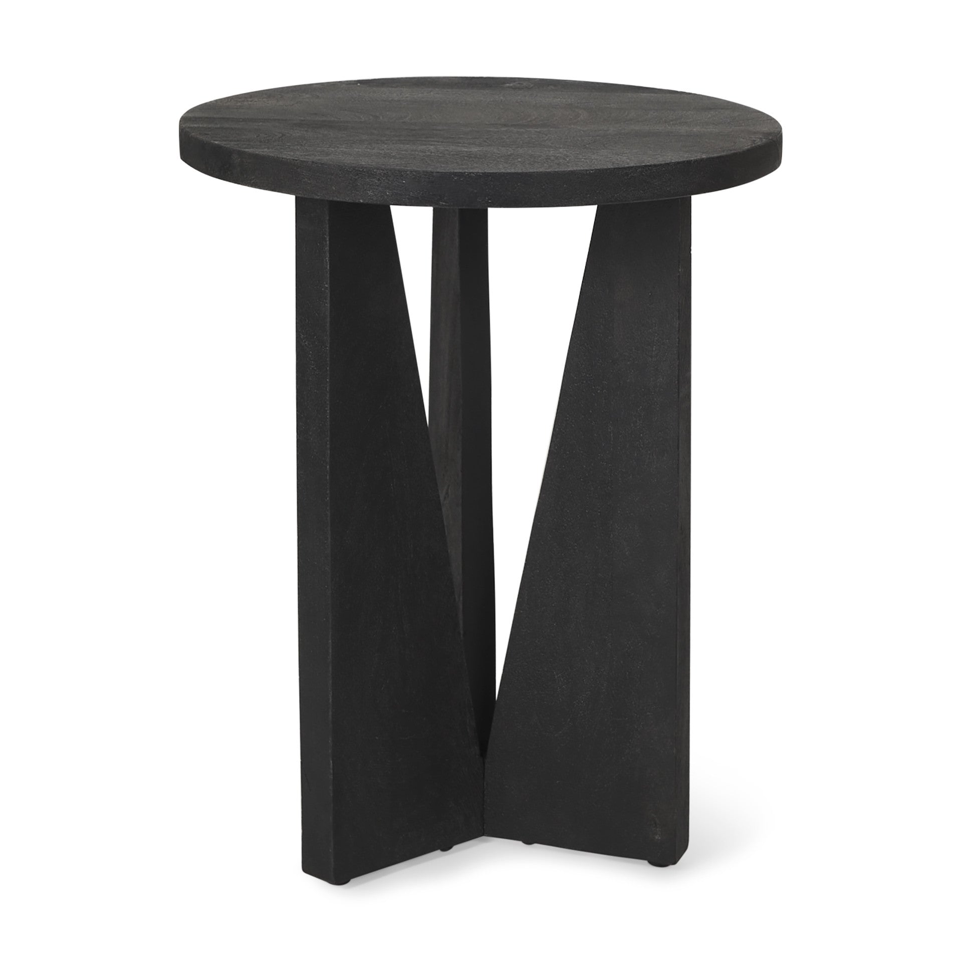 18" Black Solid Wood and Wood Tray Table