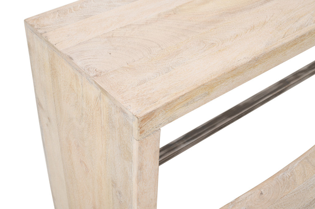 65" Antiqued White Solid Wood Rectangular Bar Table