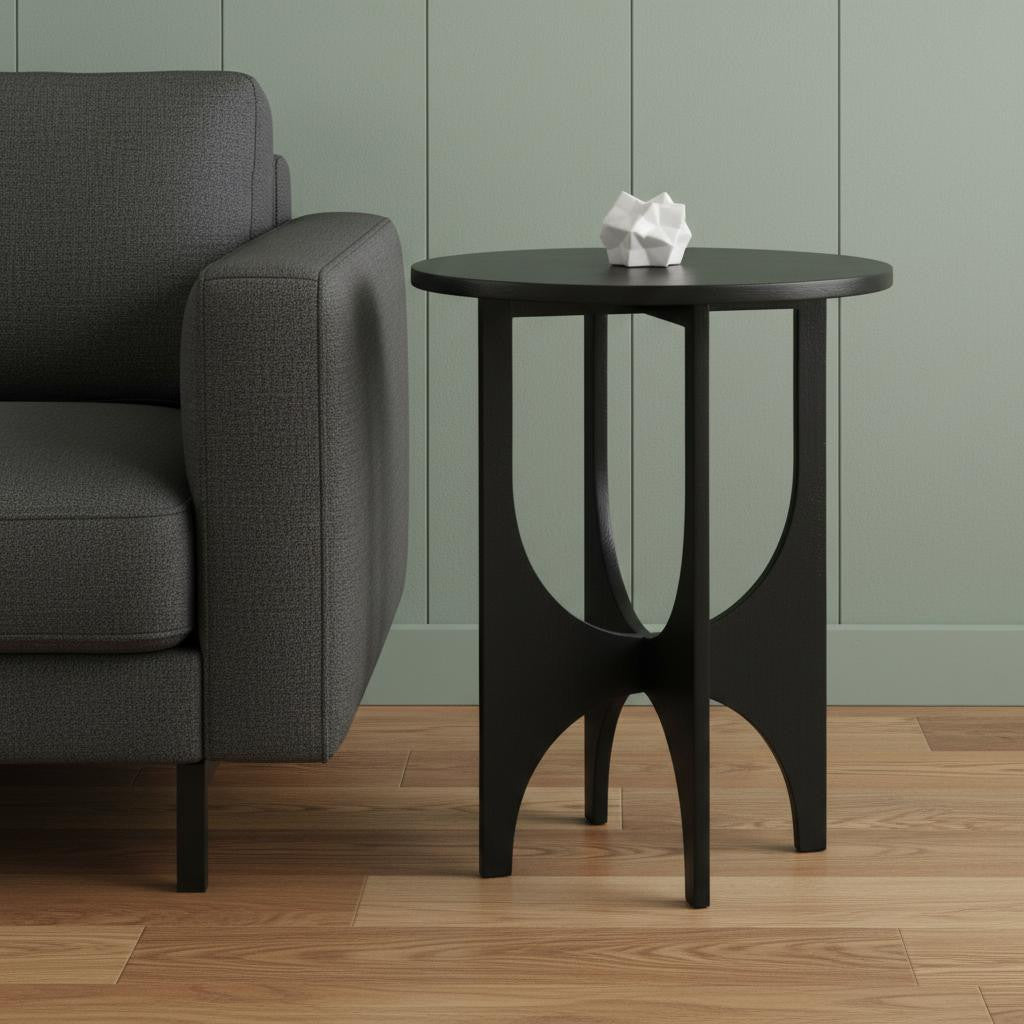 18" Black Iron and Metal Tray Table