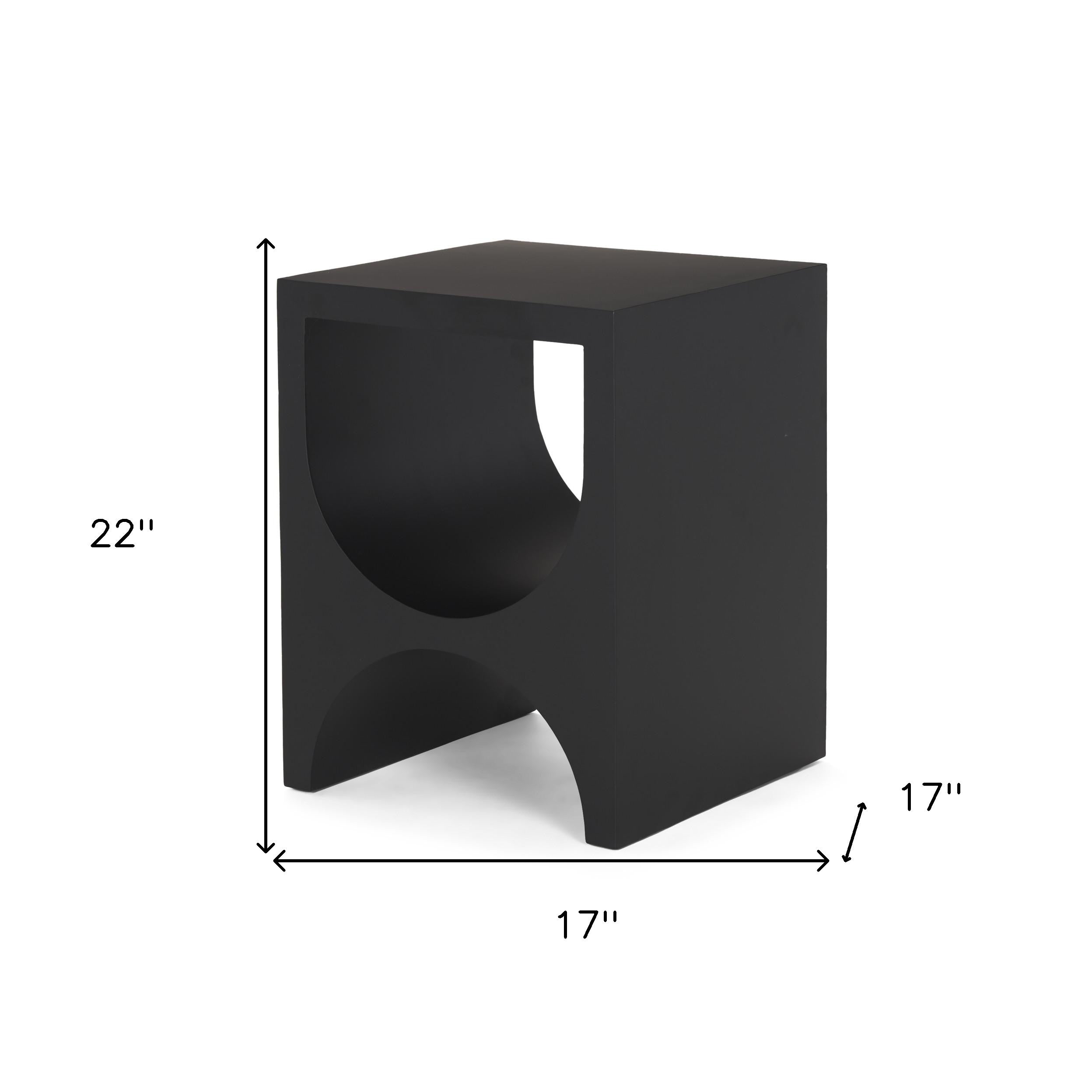 22" Black Iron Square Sled End Table