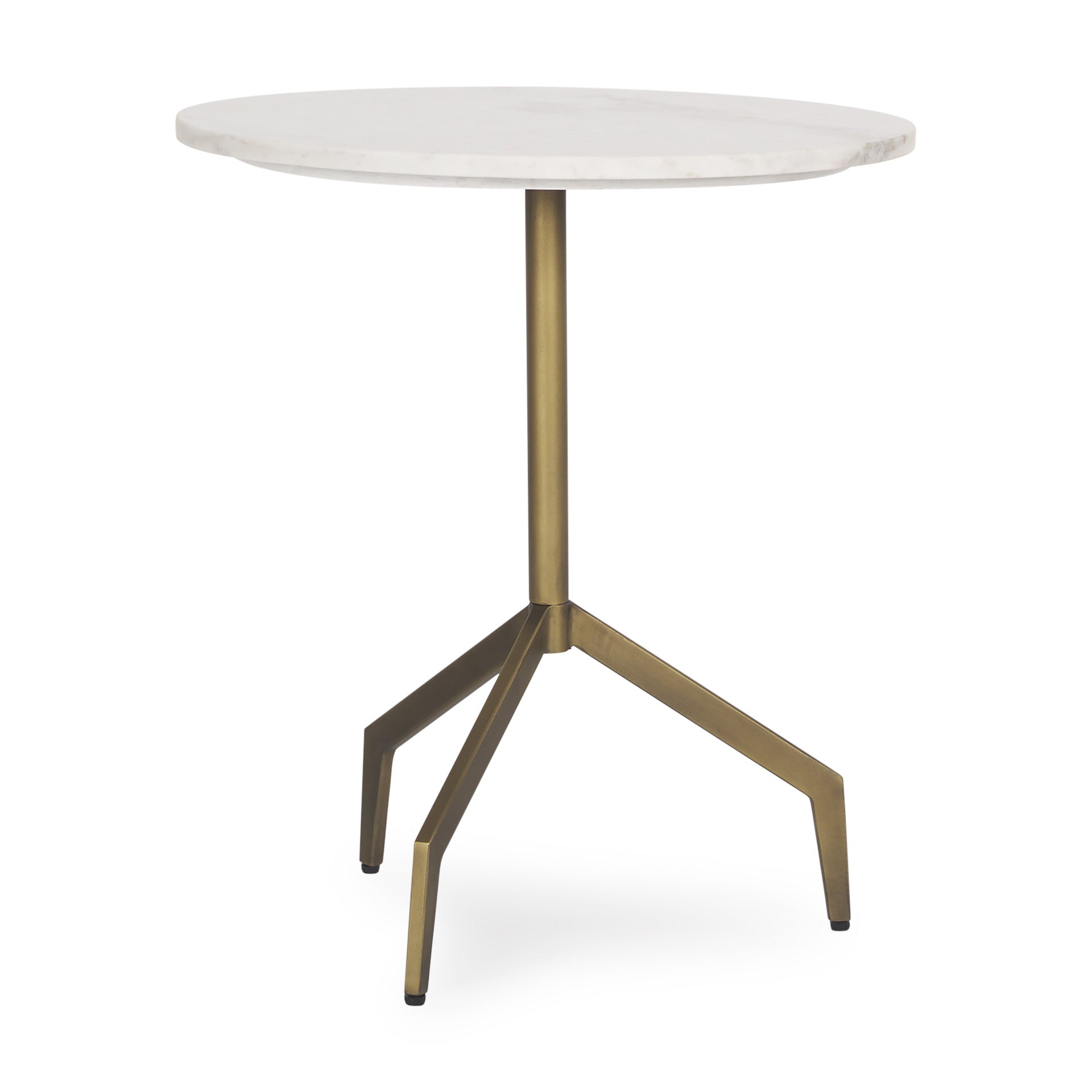 20" White and Gold Stone and Iron Oval End Table