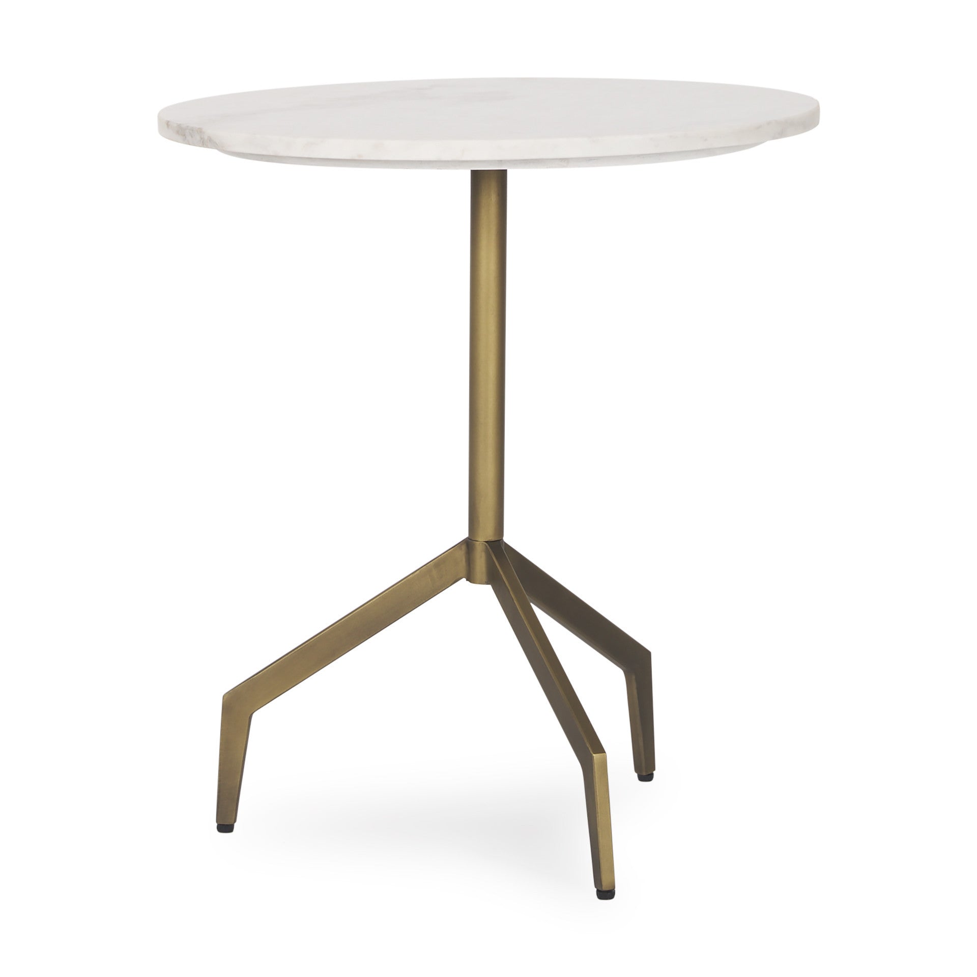20" White and Gold Stone and Iron Oval End Table