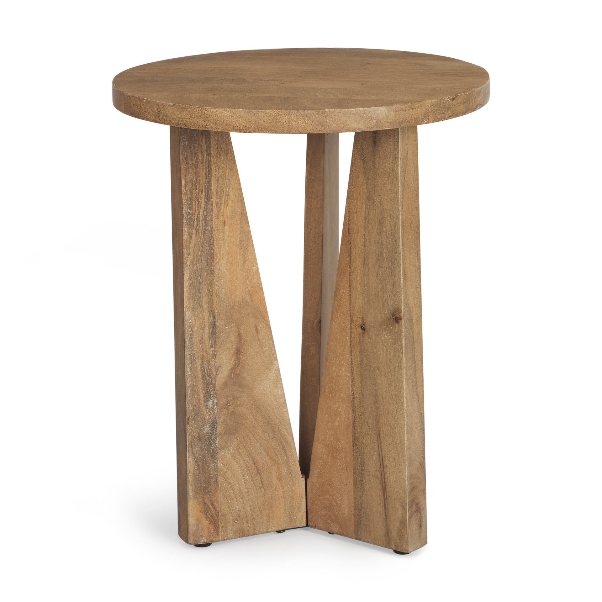 22" Natural Distressed Solid Wood Round End Table