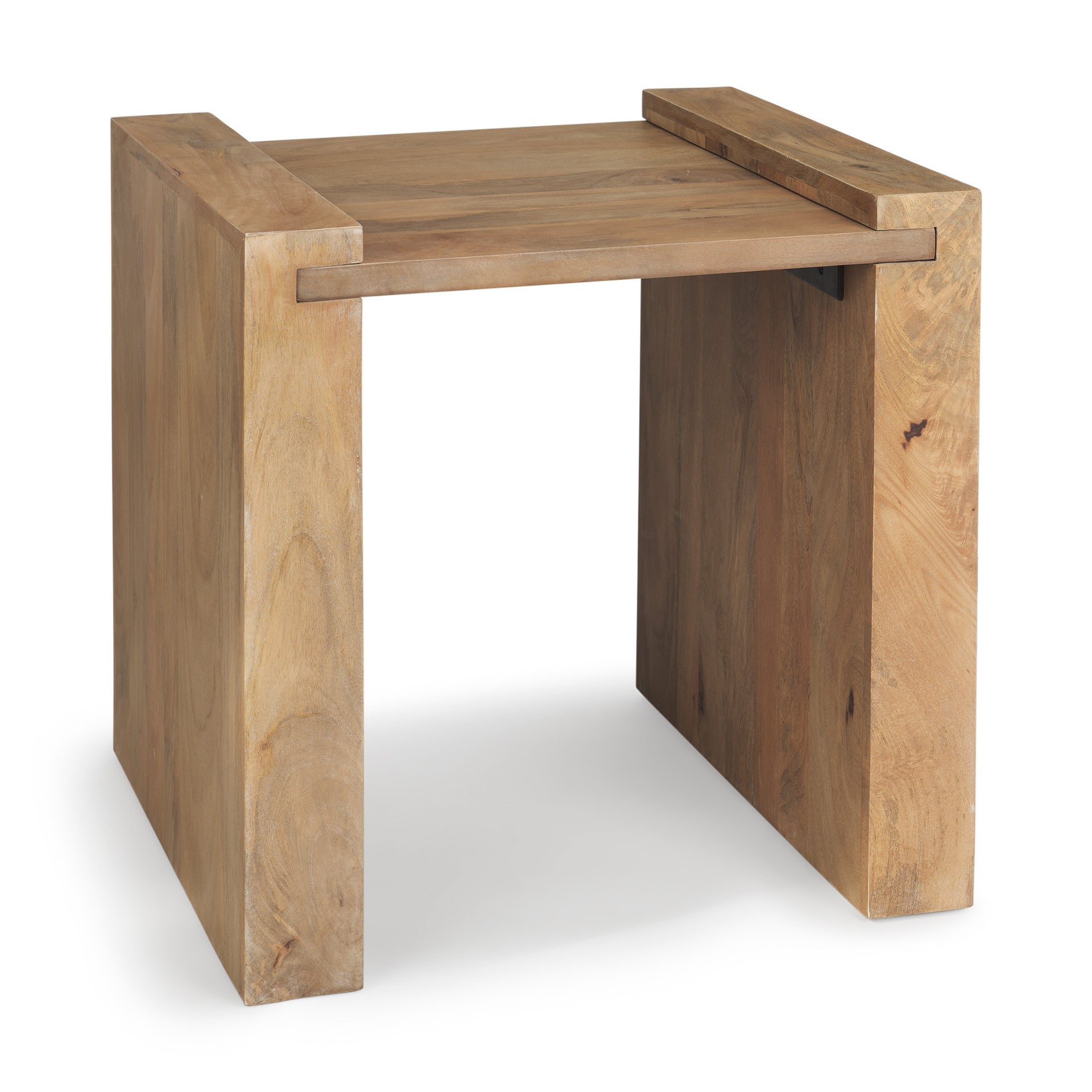 23" Natural Distressed Solid Wood Sled End Table
