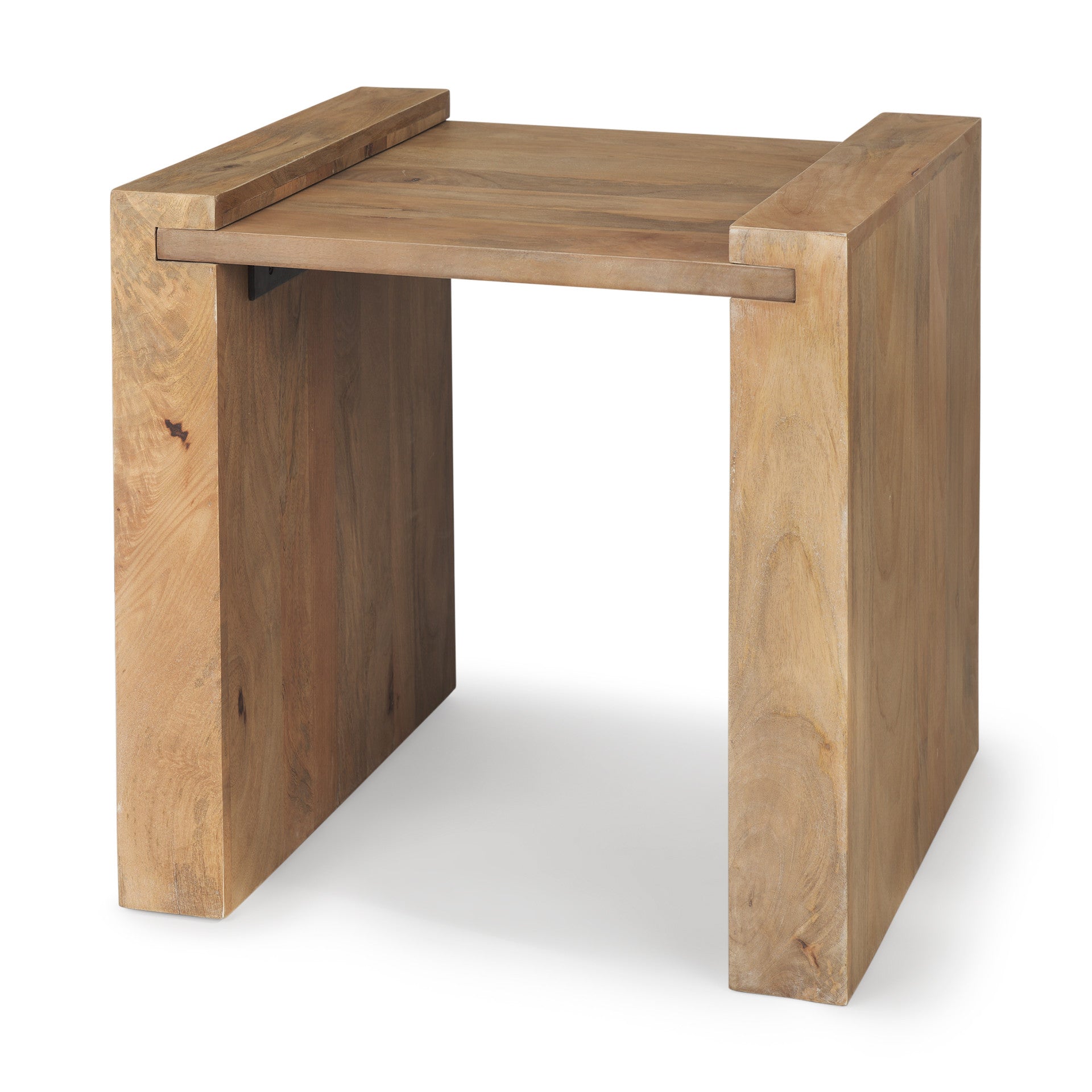 23" Natural Distressed Solid Wood Sled End Table