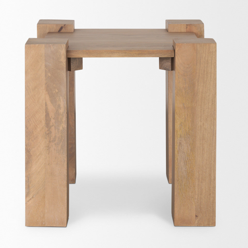 22" Natural Distressed Solid Wood Square End Table