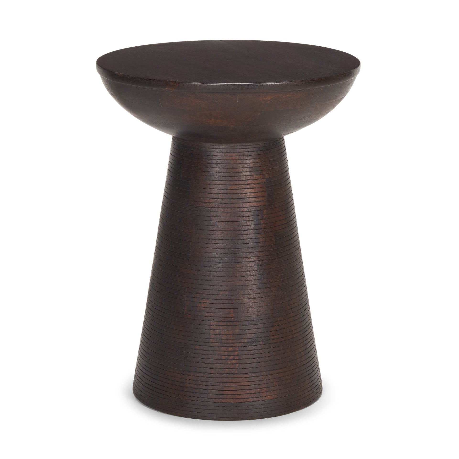 21" Redwood Solid Wood Round Pedestal End Table