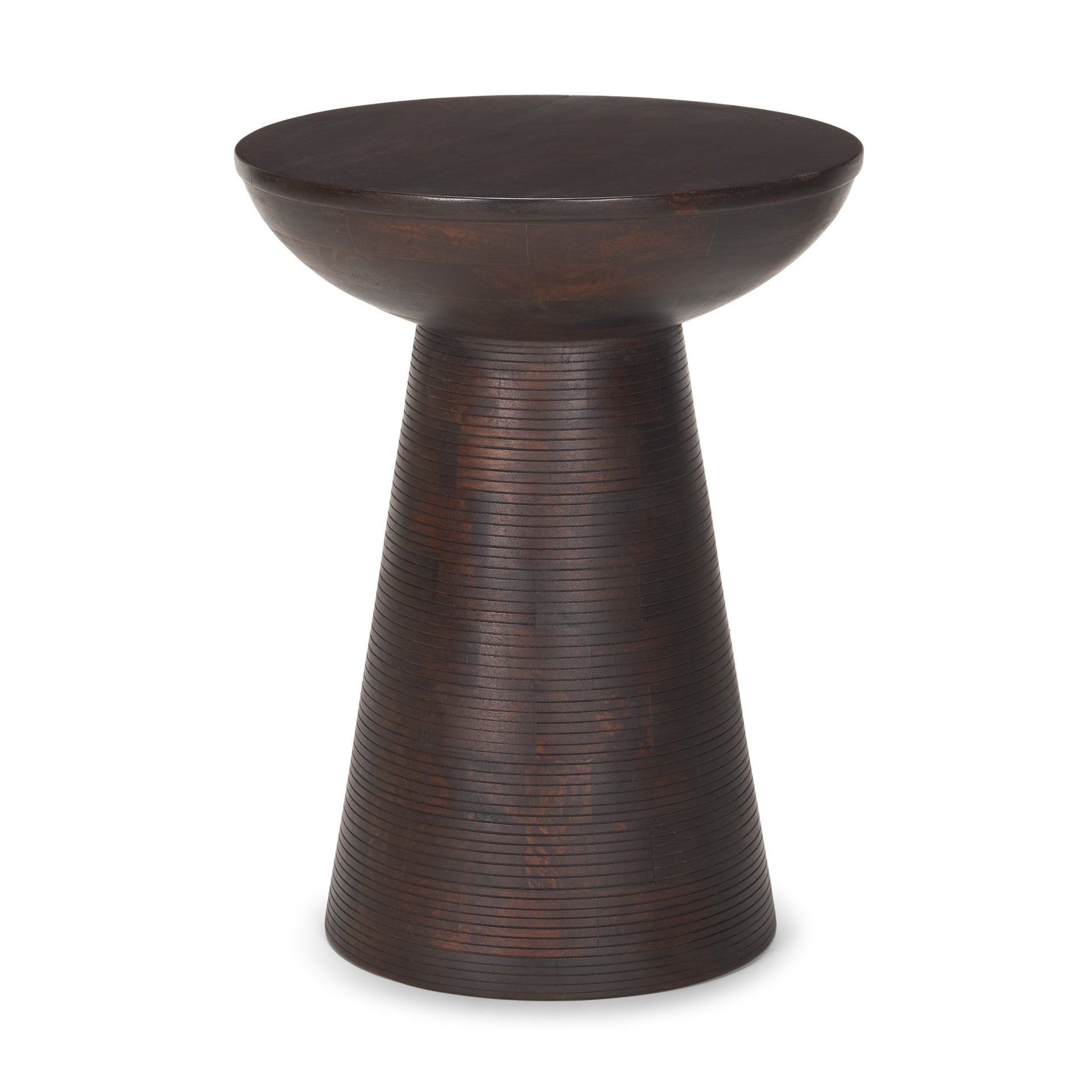 21" Redwood Solid Wood Round Pedestal End Table