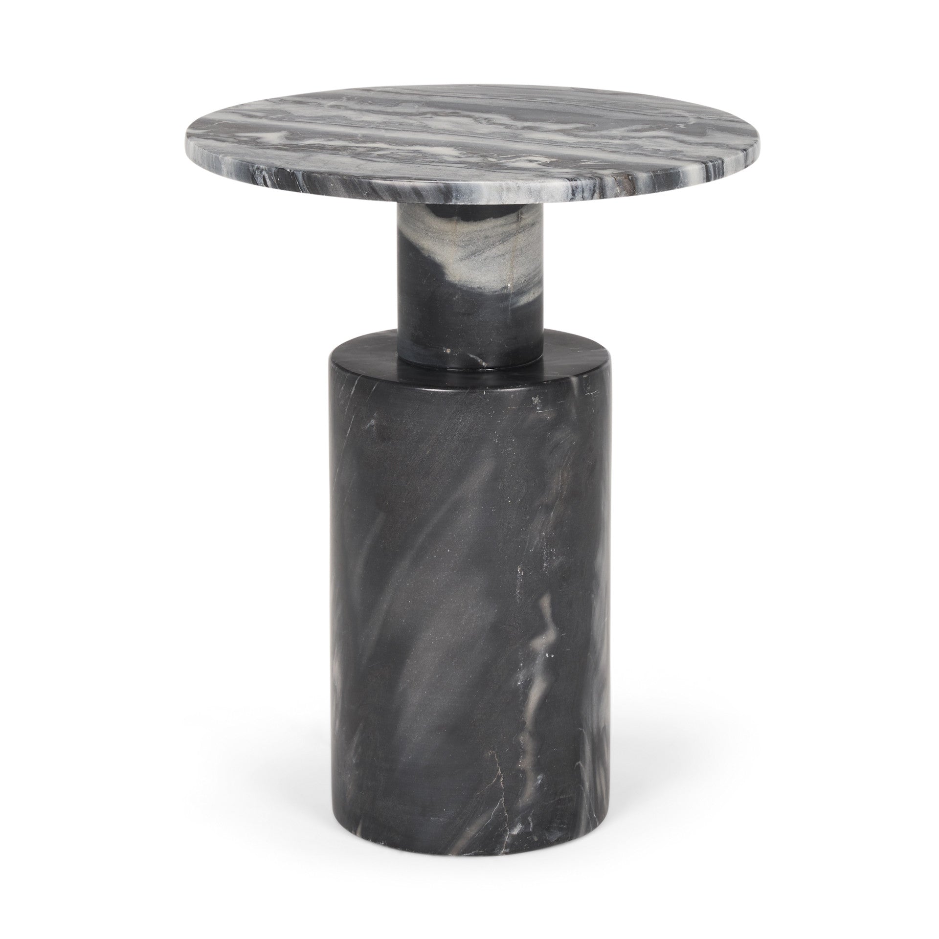 16" Gray Stone and Wood Tray Table