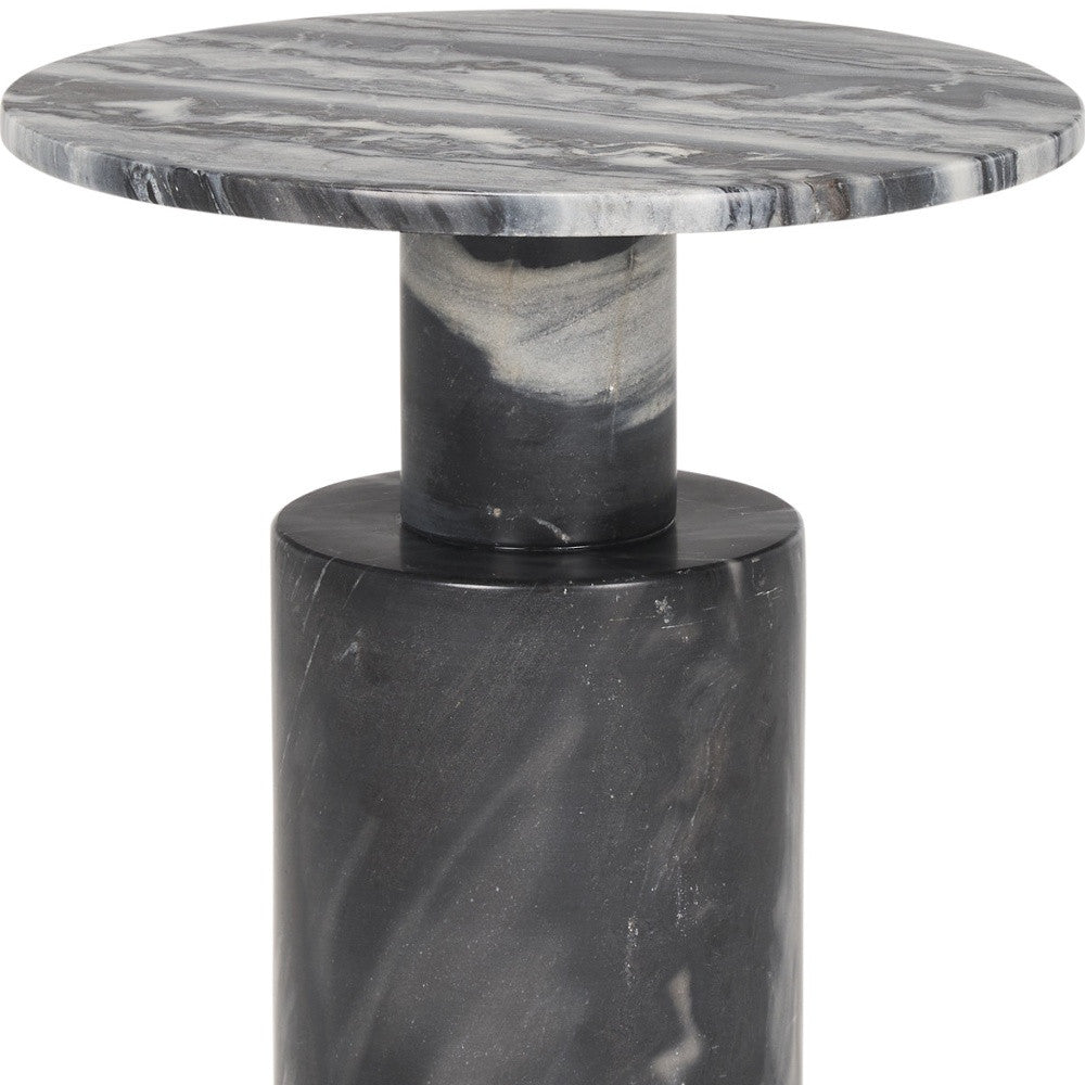 16" Gray Stone and Wood Tray Table