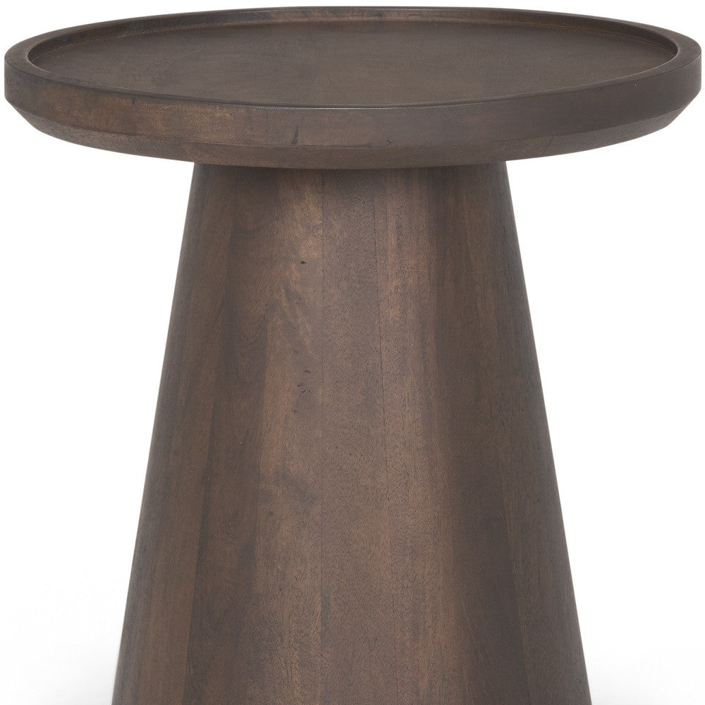 19" Dark Brown Solid Wood Tray Table