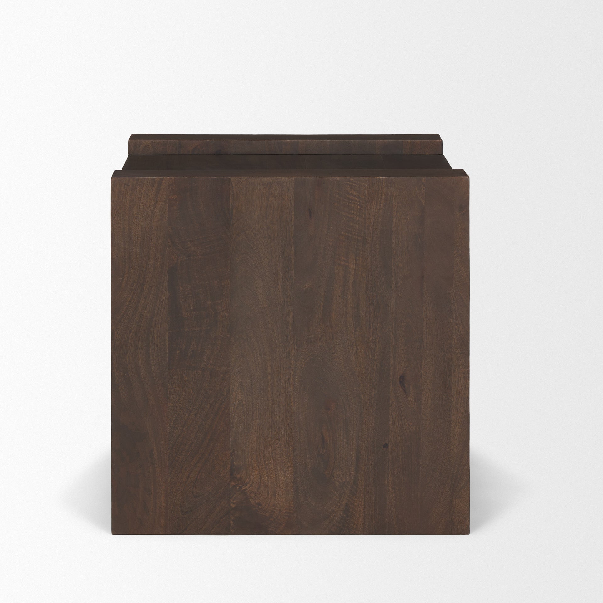 22" Dark Brown Solid Wood Square Sled End Table
