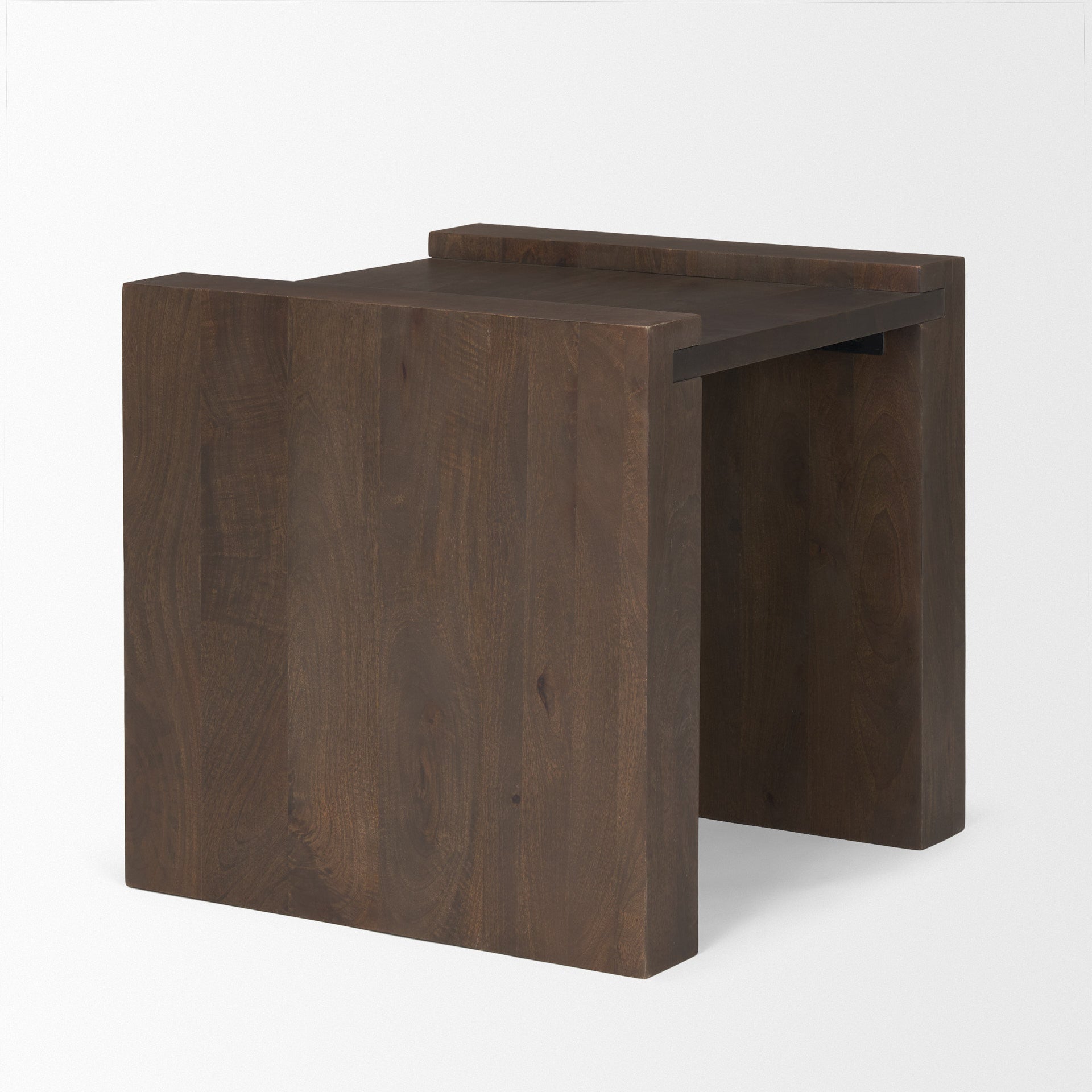 22" Dark Brown Solid Wood Square Sled End Table