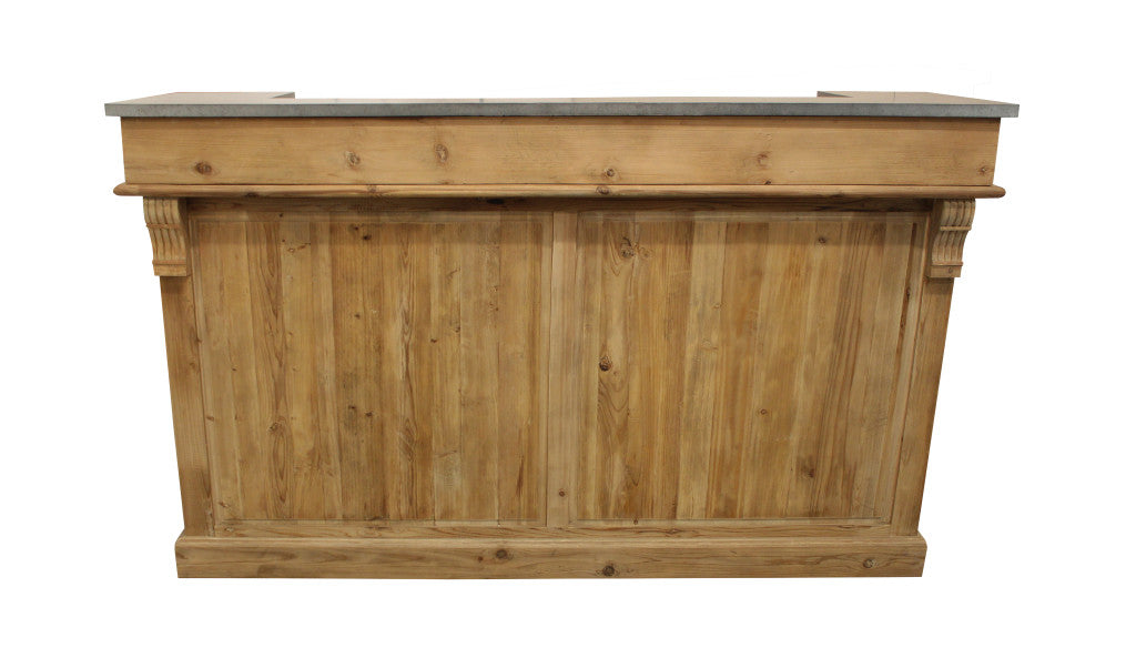 71" Silver and Natural Metal and Solid Wood Rectangular Bar
