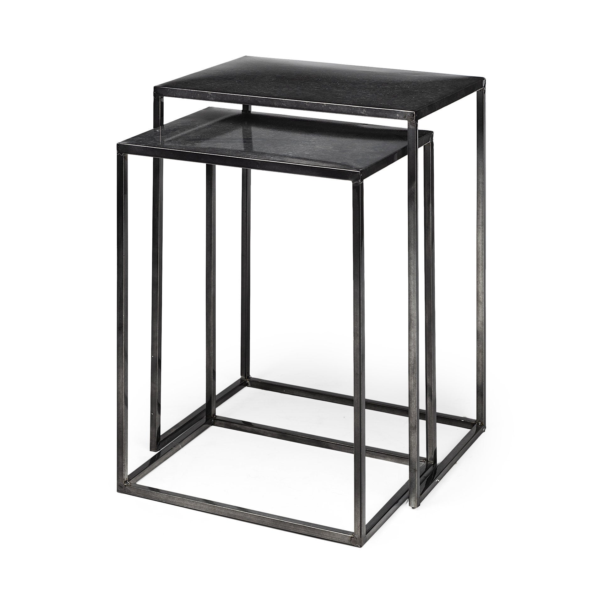 Set of Two Black Iron Nested Tables