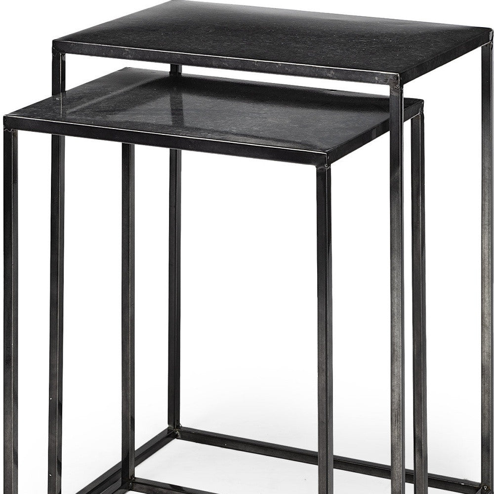 Set of Two Black Iron Nested Tables