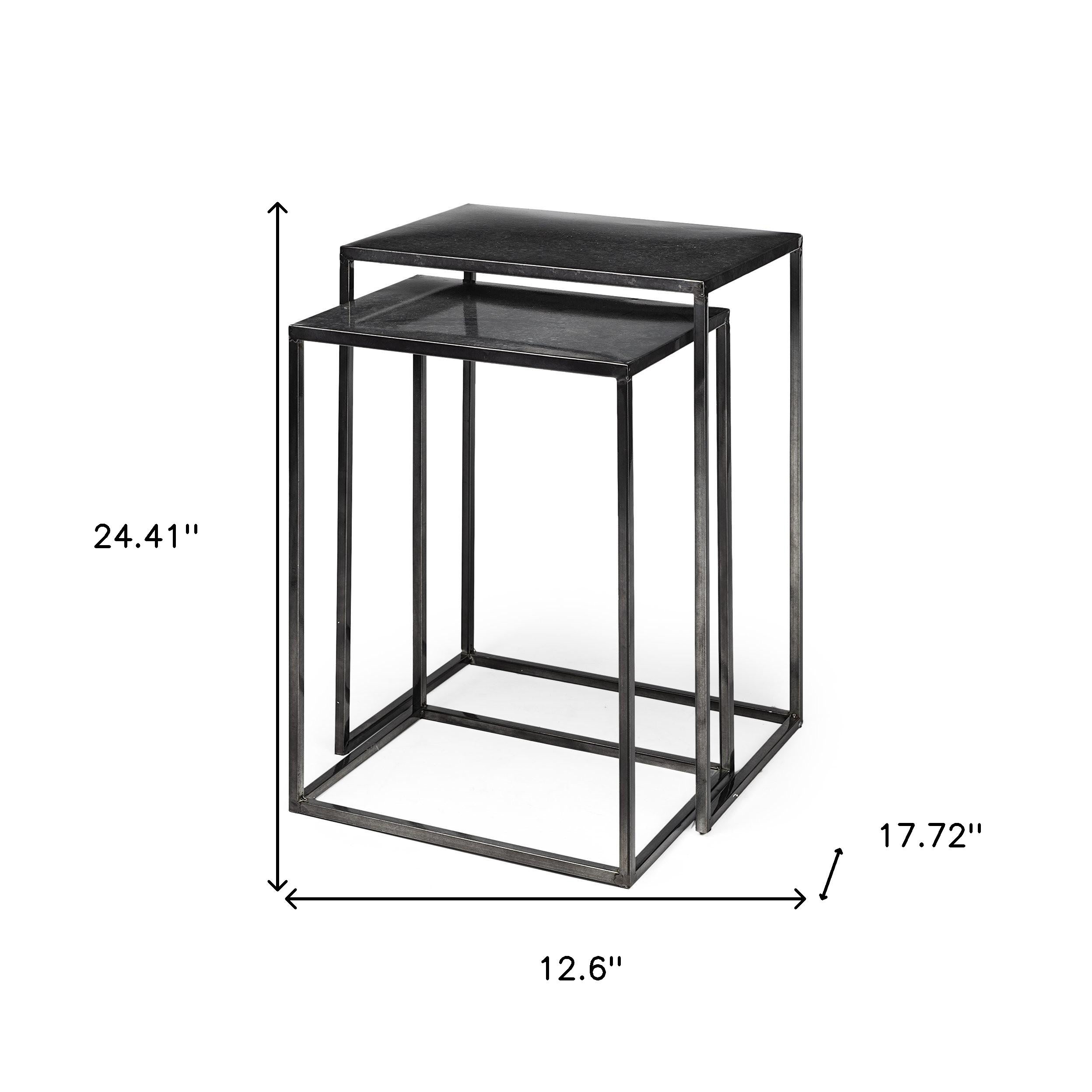 Set of Two Black Iron Nested Tables