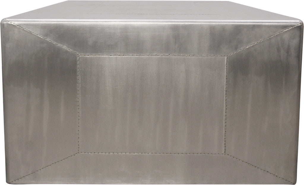 54" Silver Aluminum and Solid Wood Sled Coffee Table