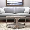 34" Natural Solid Wood Round Distressed Floor Shelf Coffee Table With Shelf