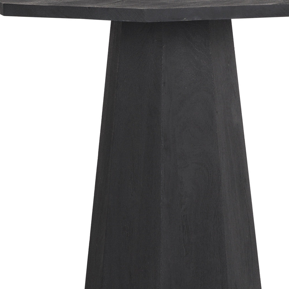 30" Black Solid Wood Hexagonal Pedestal End Table