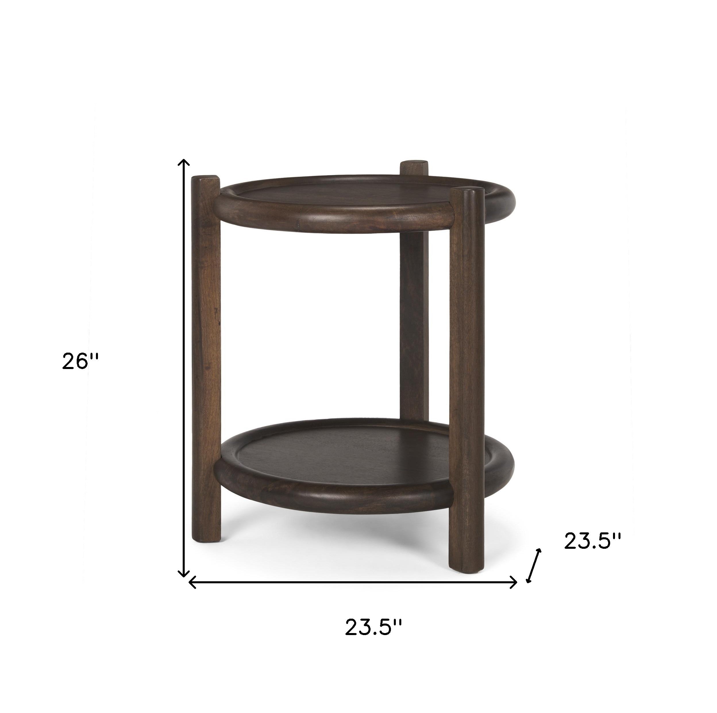 24" Dark Brown Solid Wood Tray Table