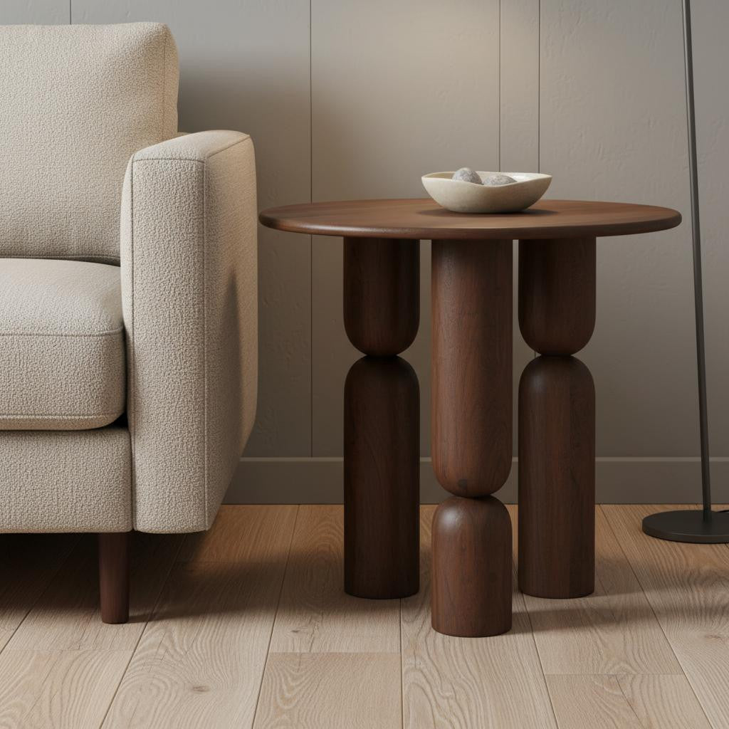 32" Brown Solid Wood and Wood Tray Table