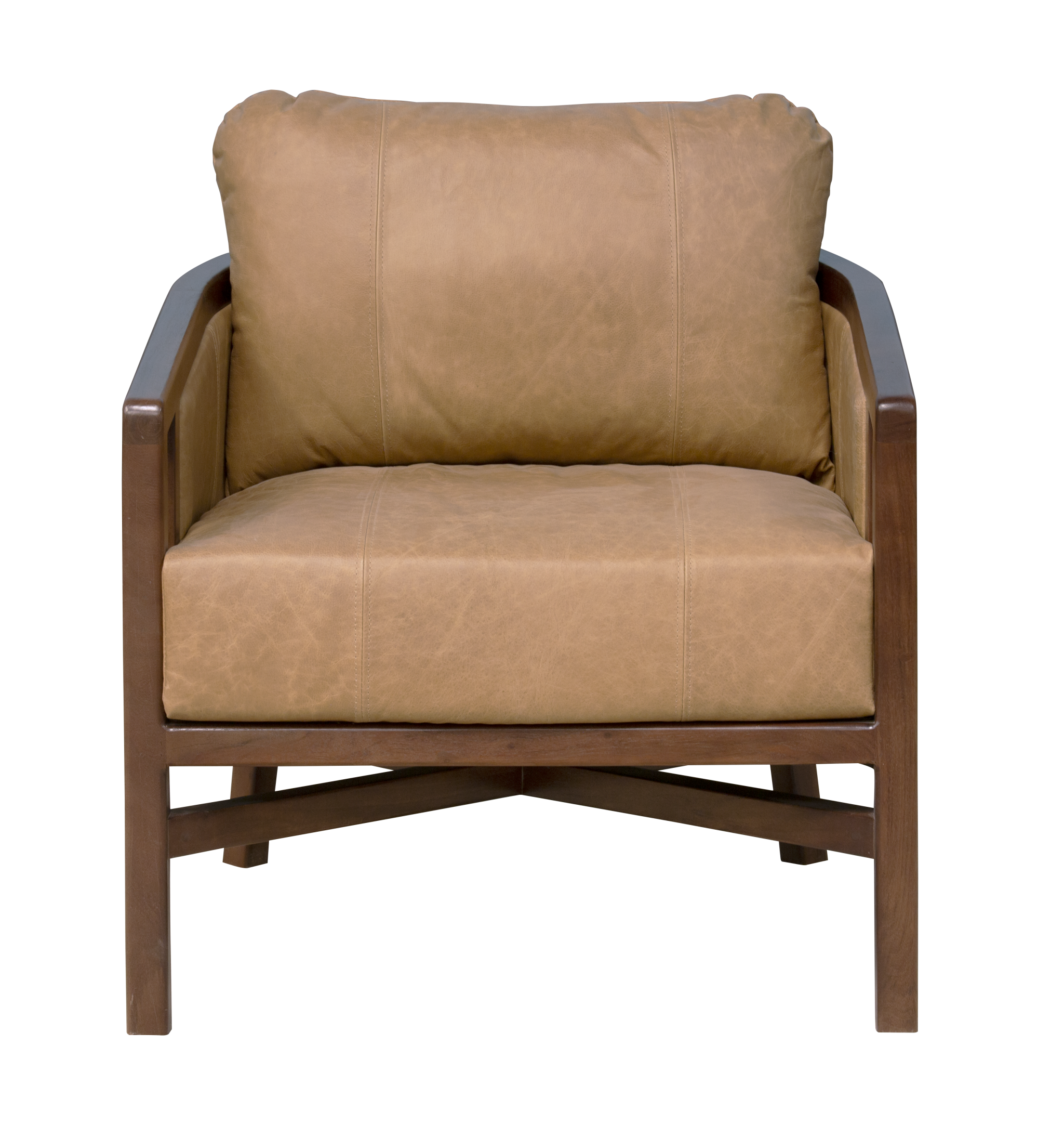 32" Brown Genuine Leather Arm Chair