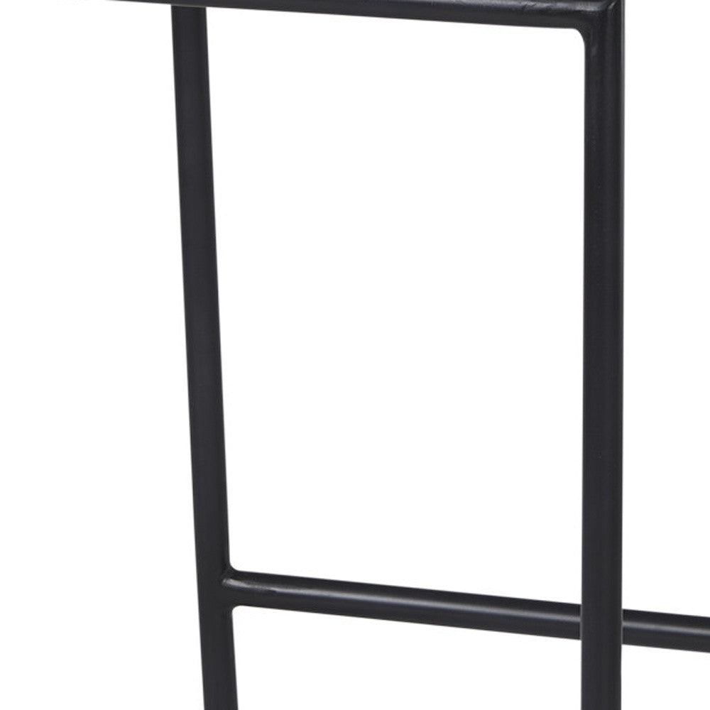 25" Natural and Black Solid Wood and Metal Low Back Counter Height Bar Chair
