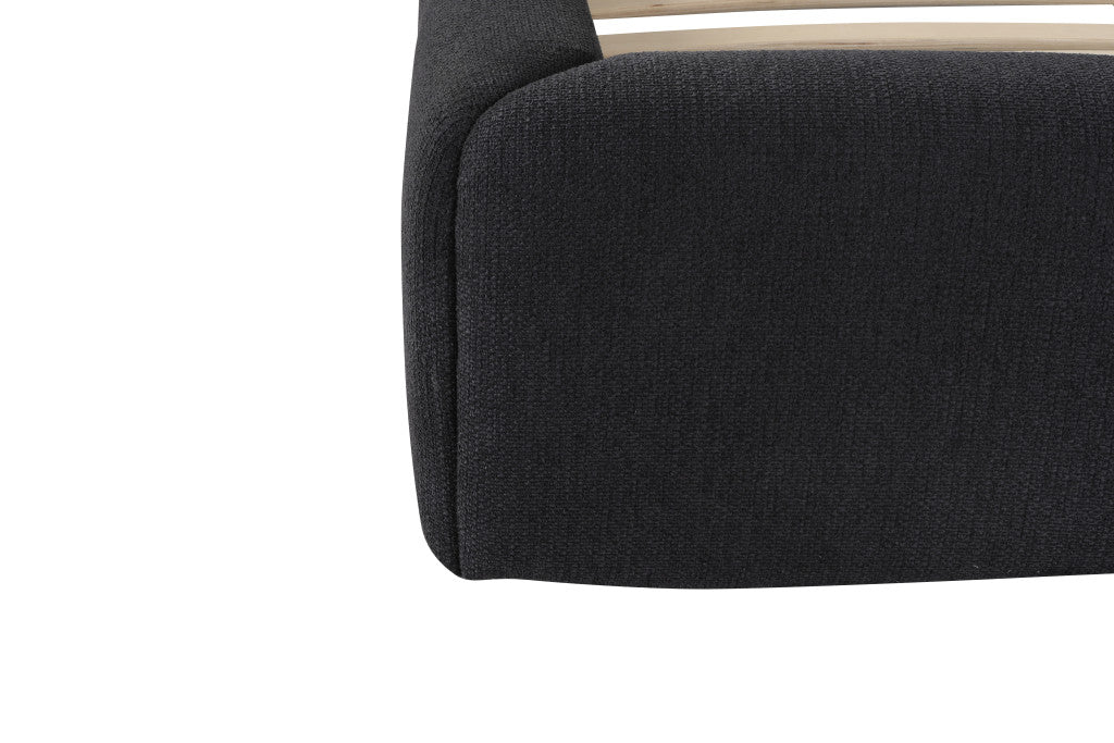 Dark Gray Tufted Linen Blend Upholstered King Bed Frame