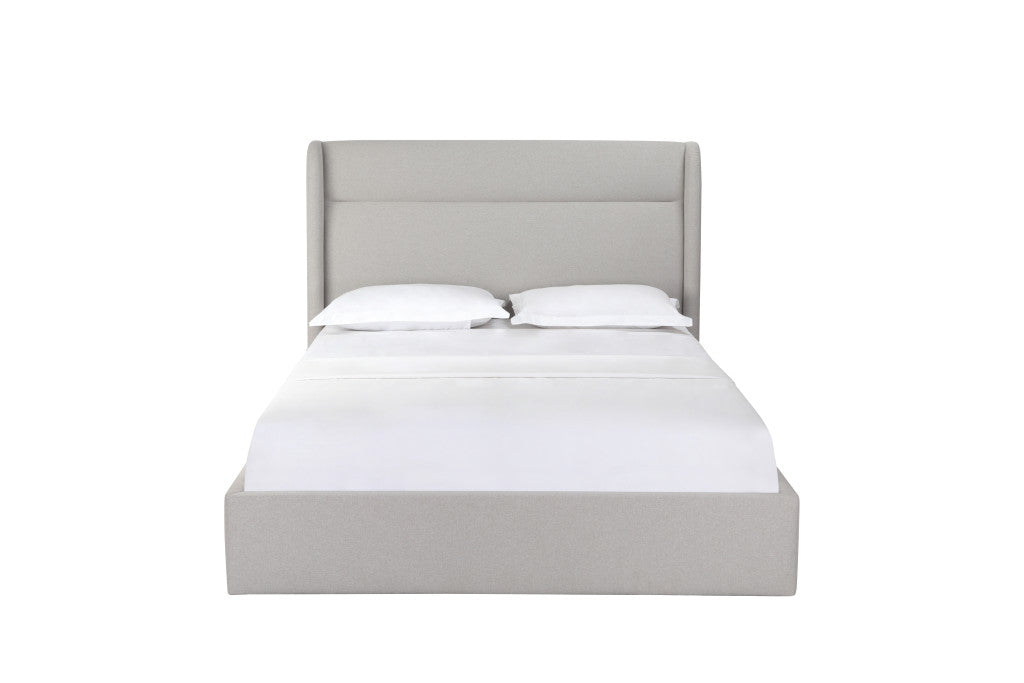 Gray Fabric Upholstered Queen Bed Frame