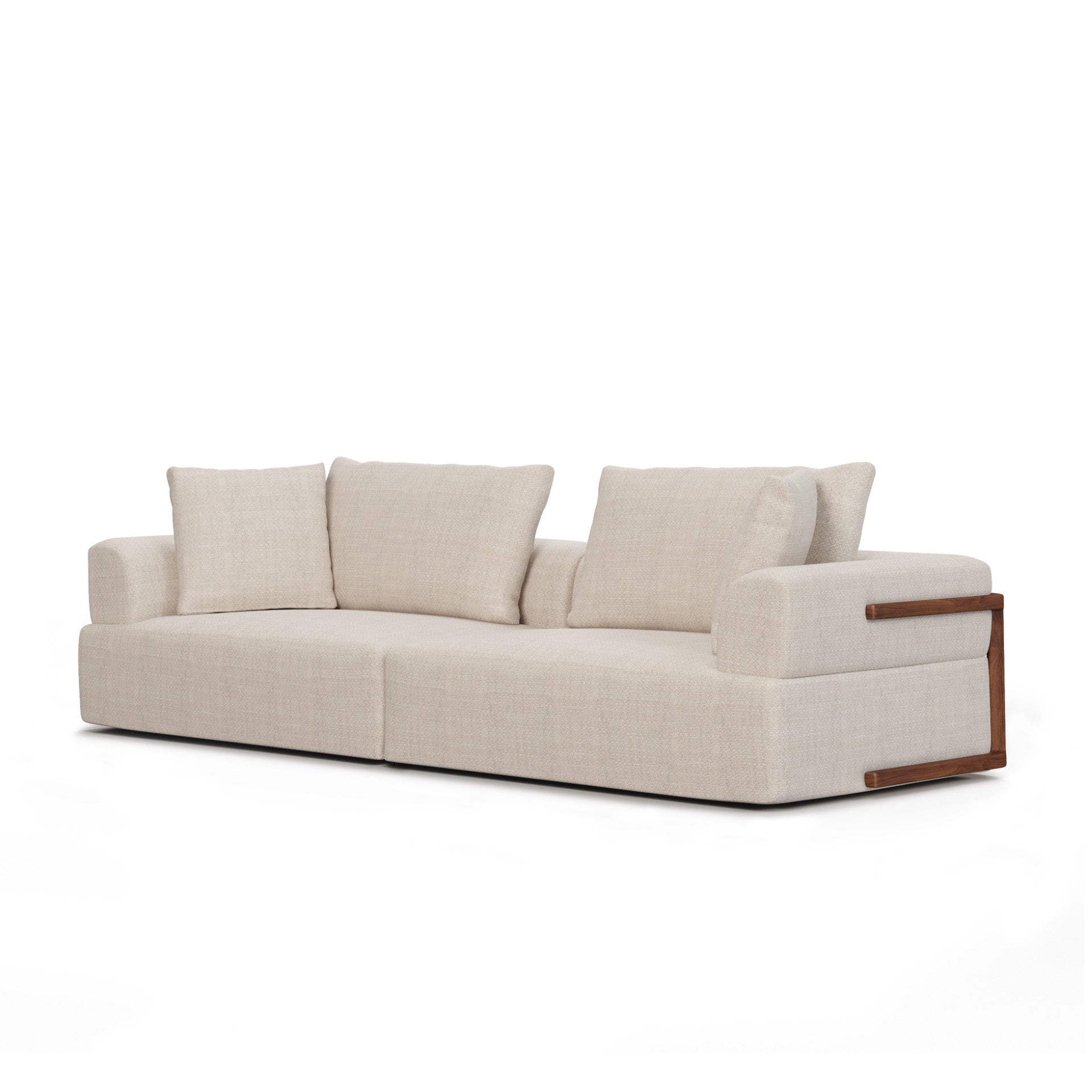 113" Cream Fabric Sofa And Toss Pillows