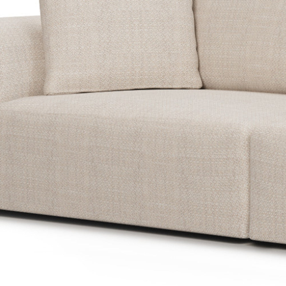 113" Cream Fabric Sofa And Toss Pillows