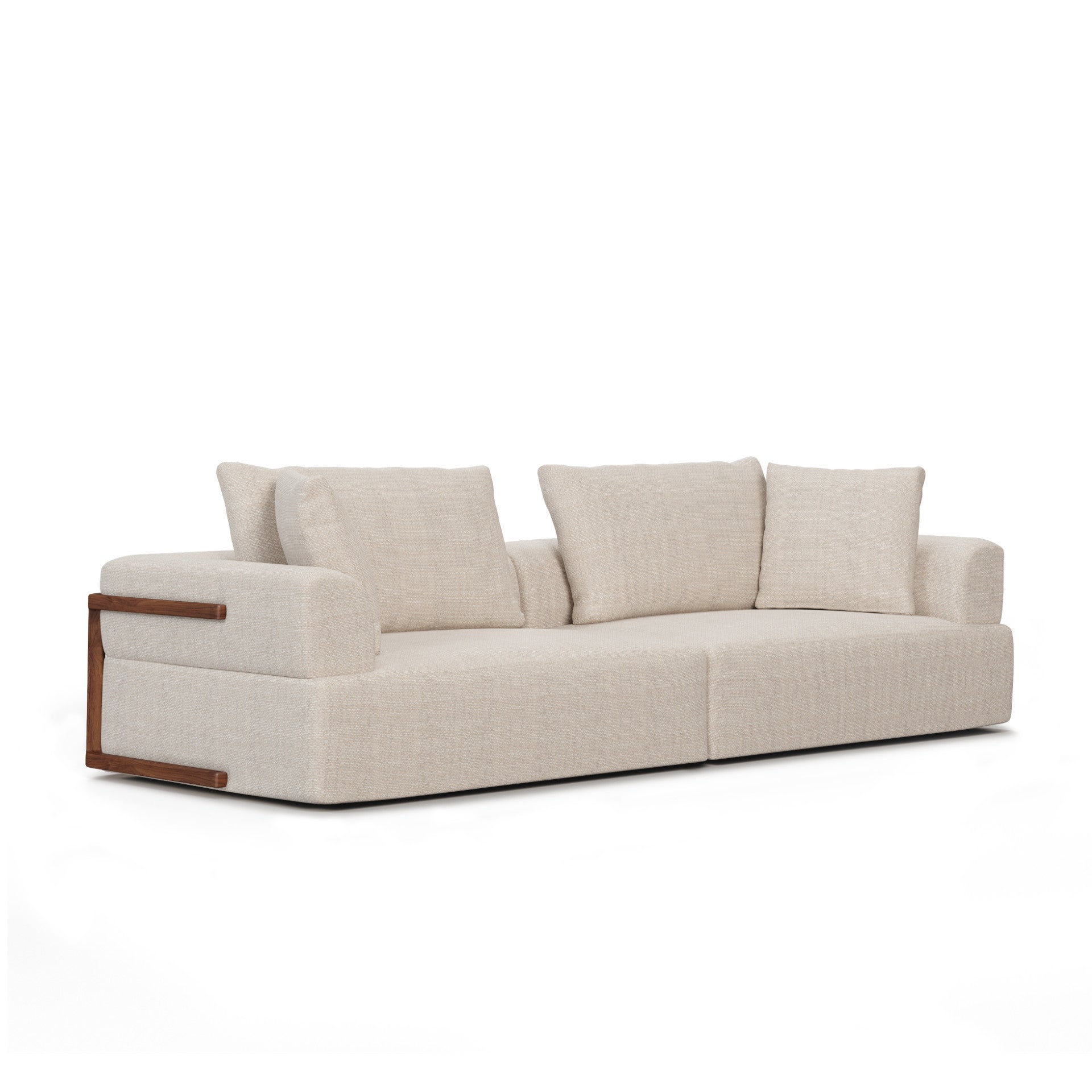 113" Cream Fabric Sofa And Toss Pillows