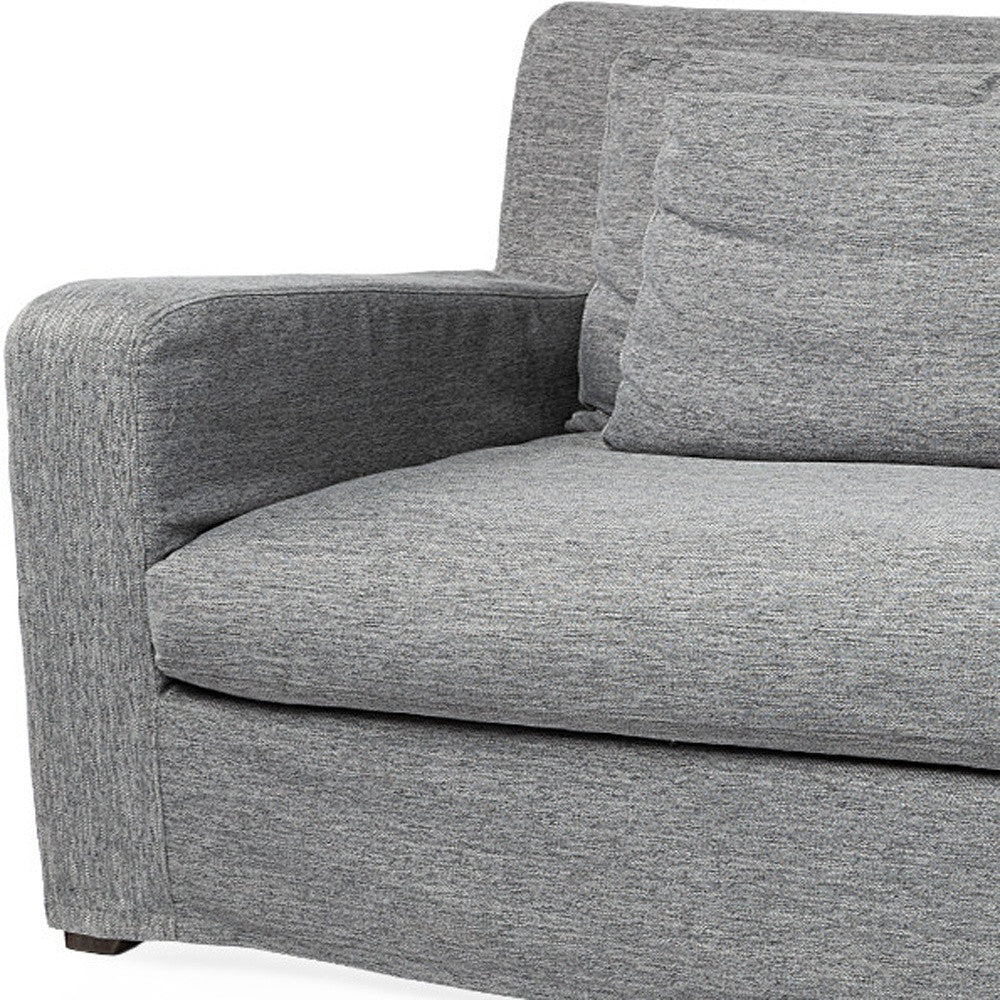93" Dark Gray Slipcovered Fabric Sofa With Toss Pillows