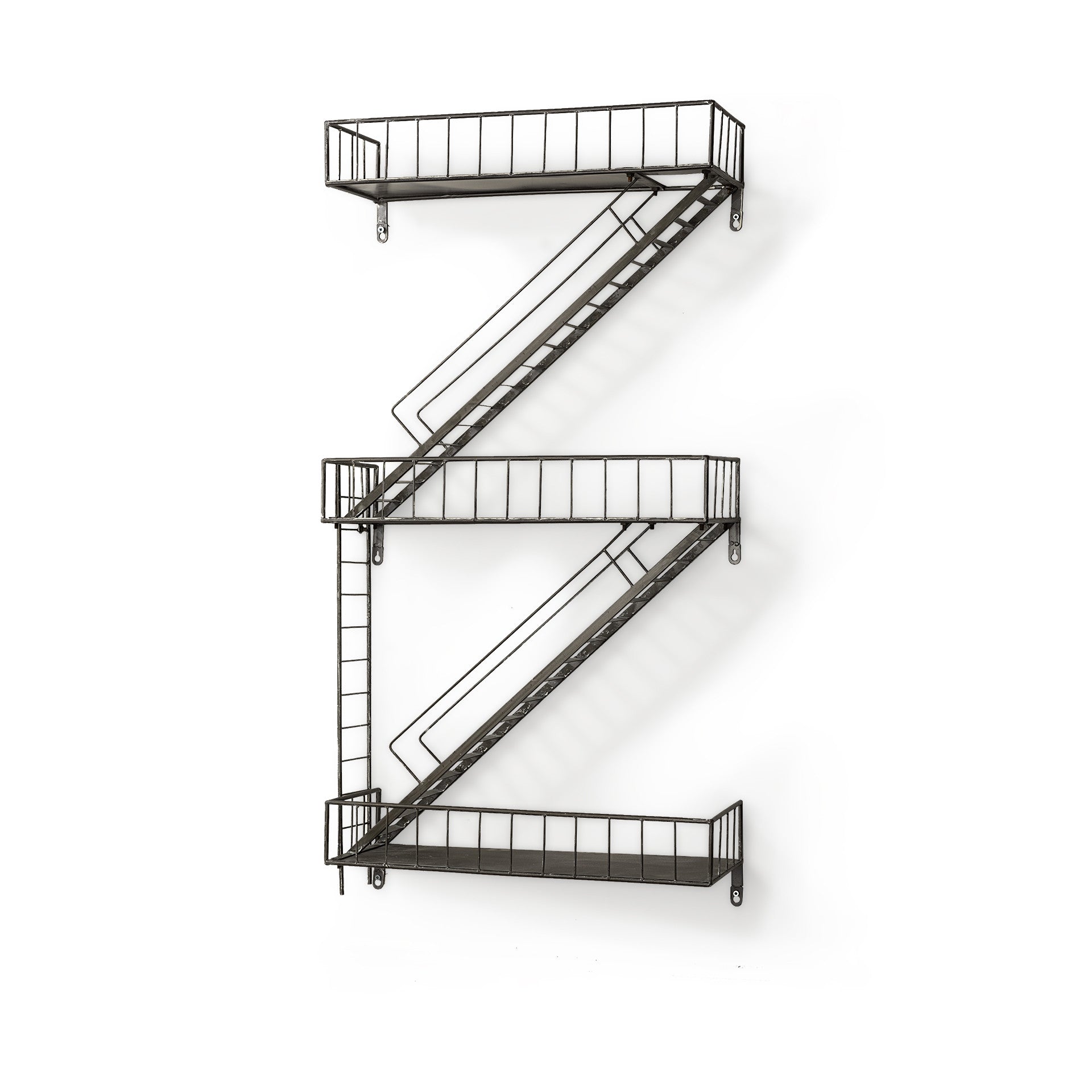 21" Gunmetal Gray Metal Novelty Wall Mounted Accent Shelf