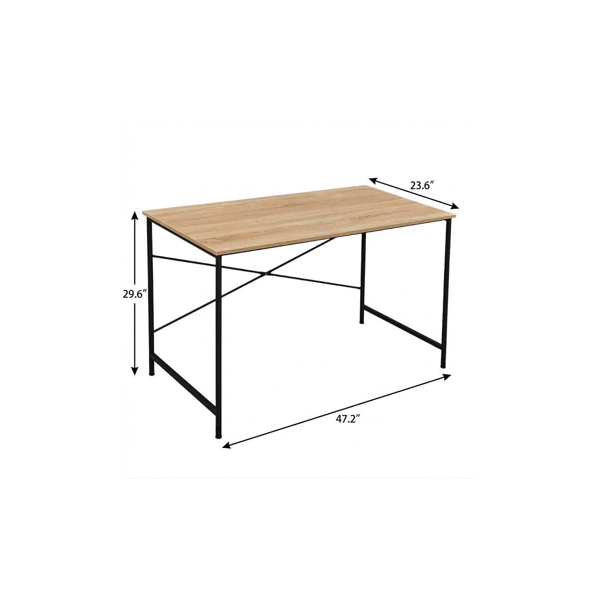 47" Natural and Black Wood and Metal Computer Desk