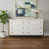 63" Gold And White Wood Carved Geometric Six Drawer Sideboard