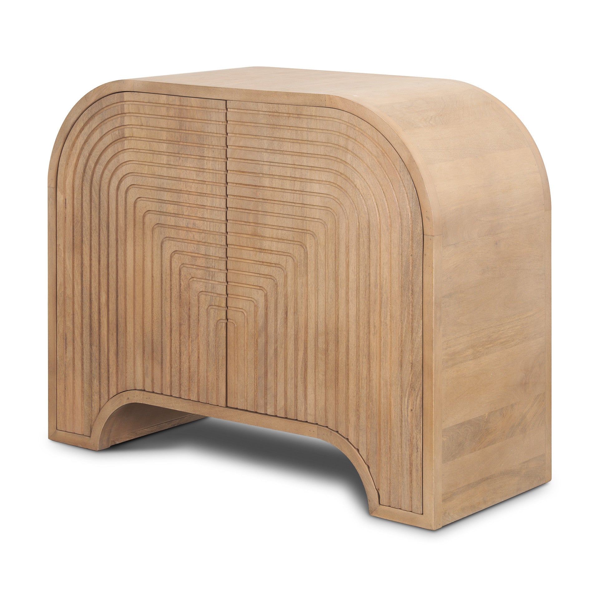 32" Natural Solid Wood Textured Door Accent Cabinet With Two Doors
