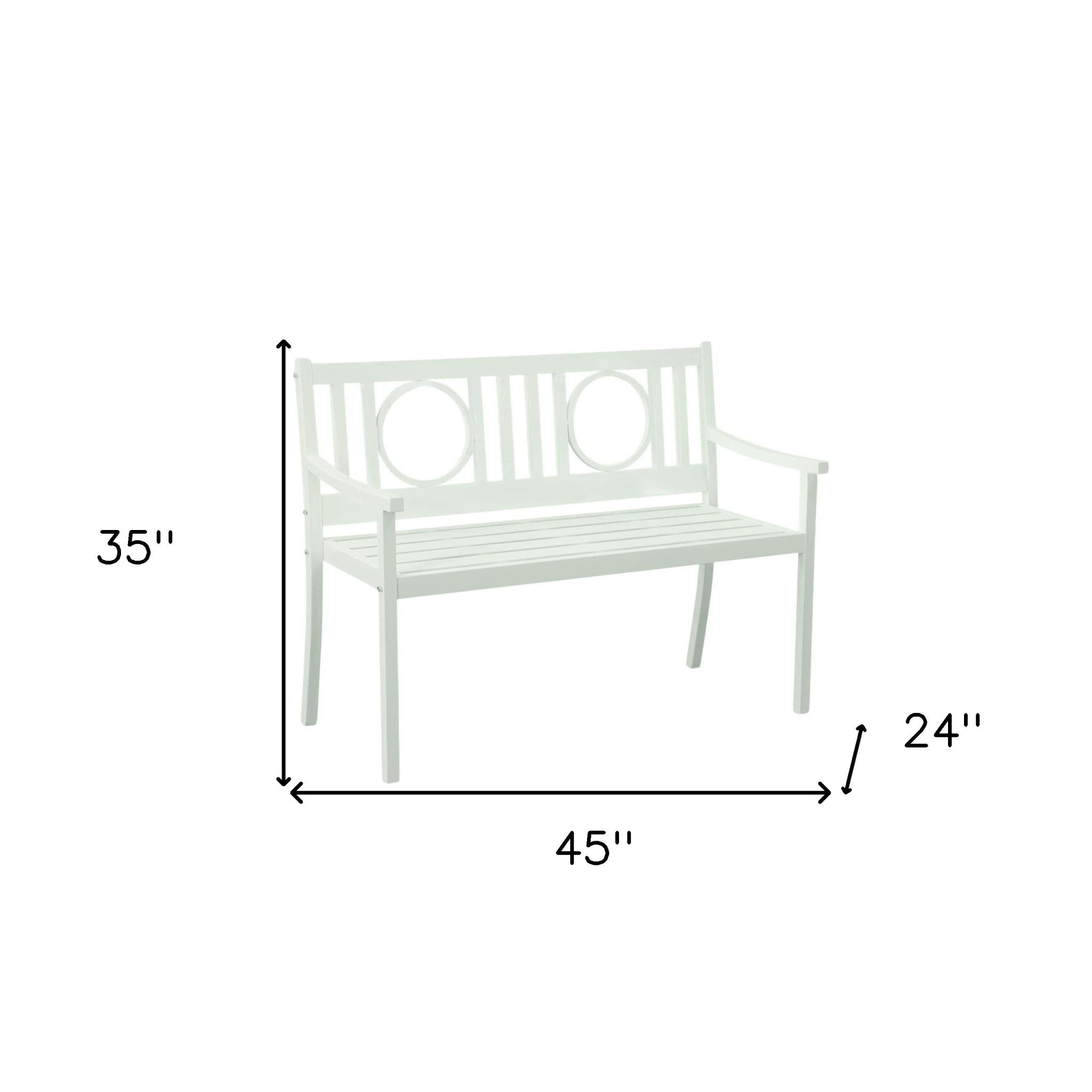 45" White Metal Garden Patio Bench