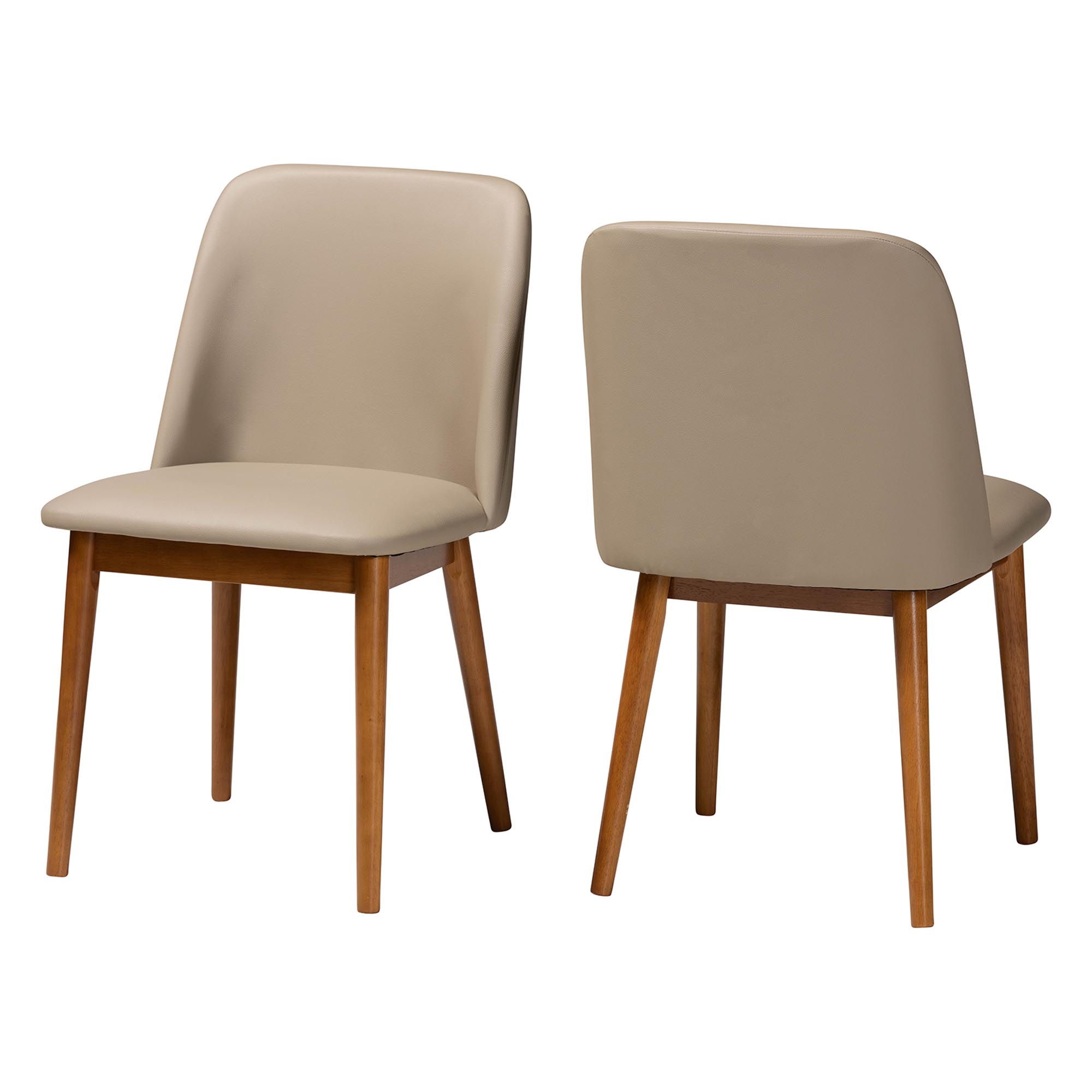 Baxton Studio Lavin Mid-Century "Walnut" Light Brown/Beige Faux Leather Dining Chair