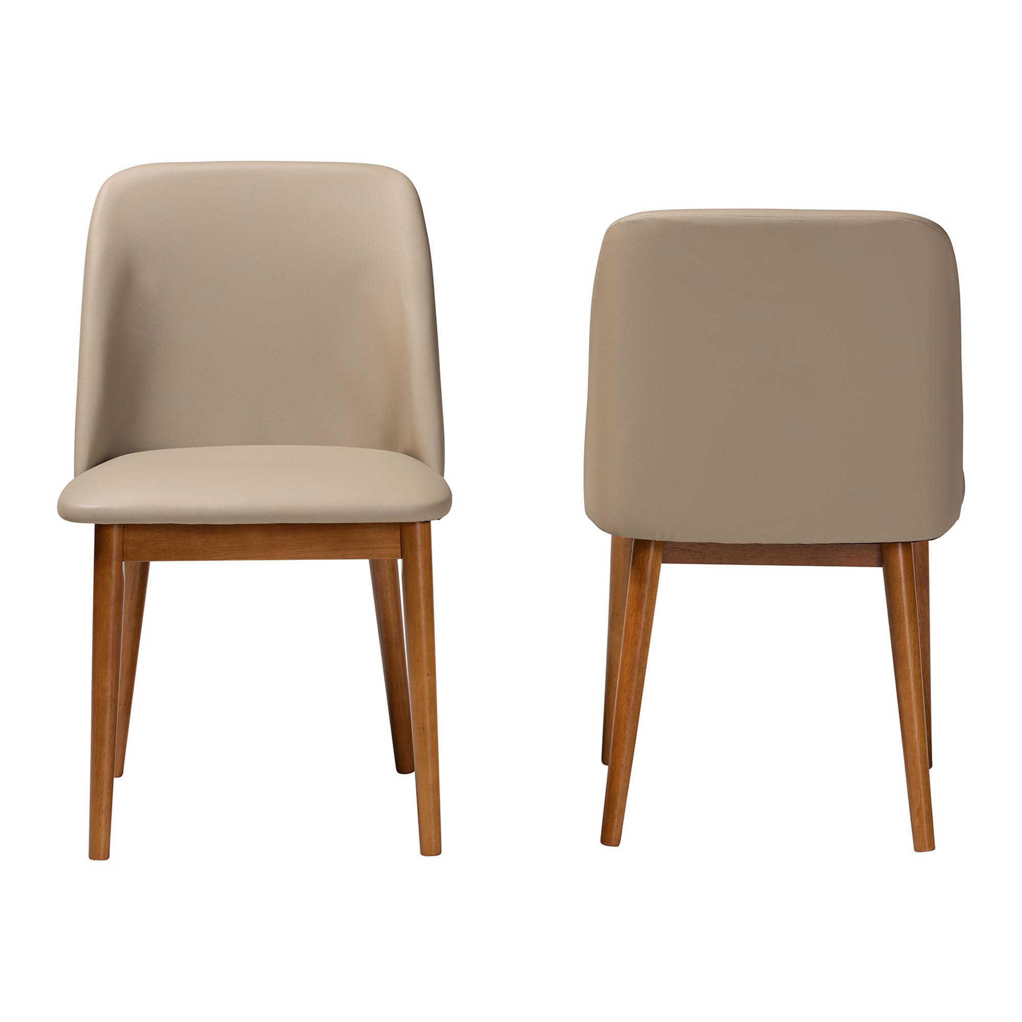 Baxton Studio Lavin Mid-Century "Walnut" Light Brown/Beige Faux Leather Dining Chair