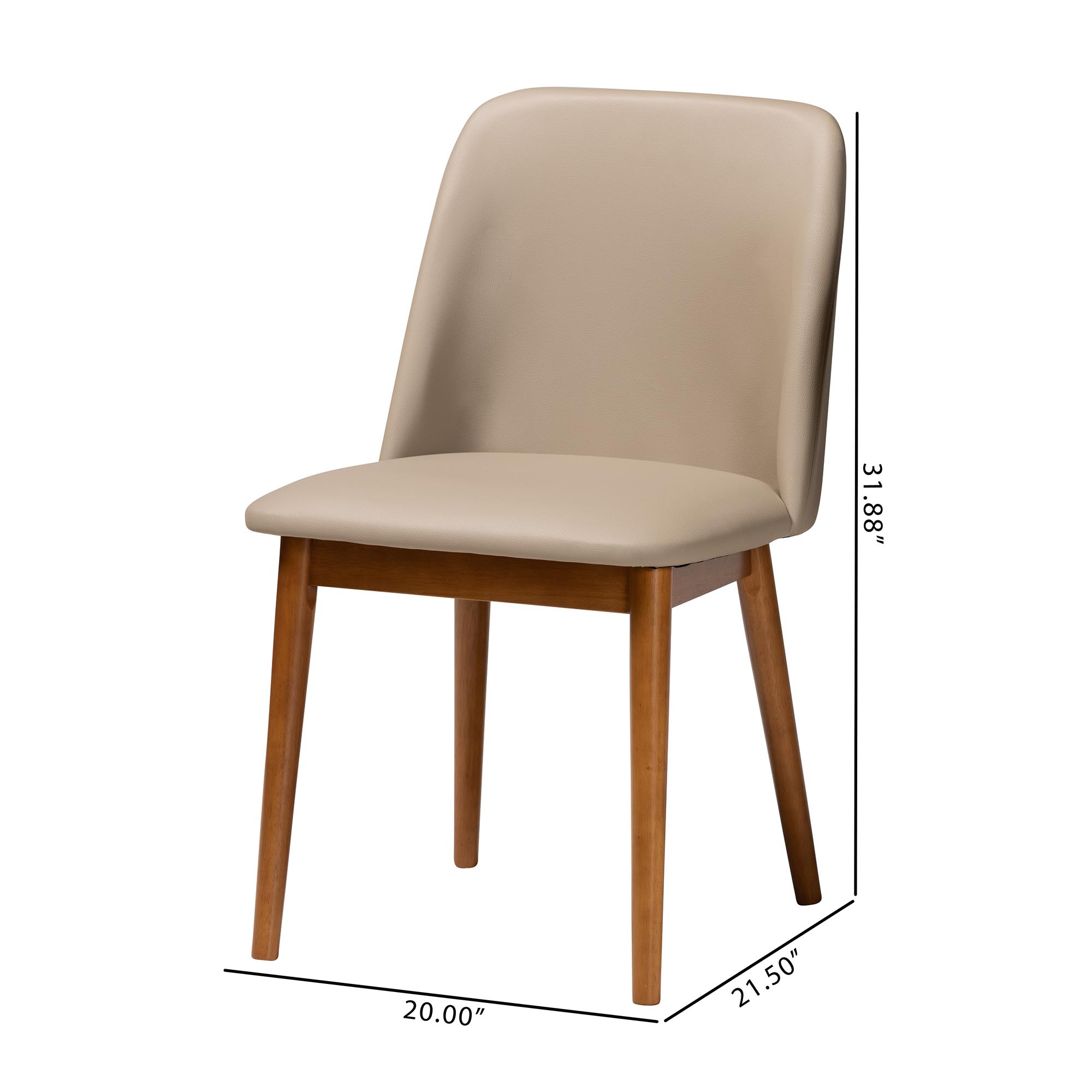 Baxton Studio Lavin Mid-Century "Walnut" Light Brown/Beige Faux Leather Dining Chair