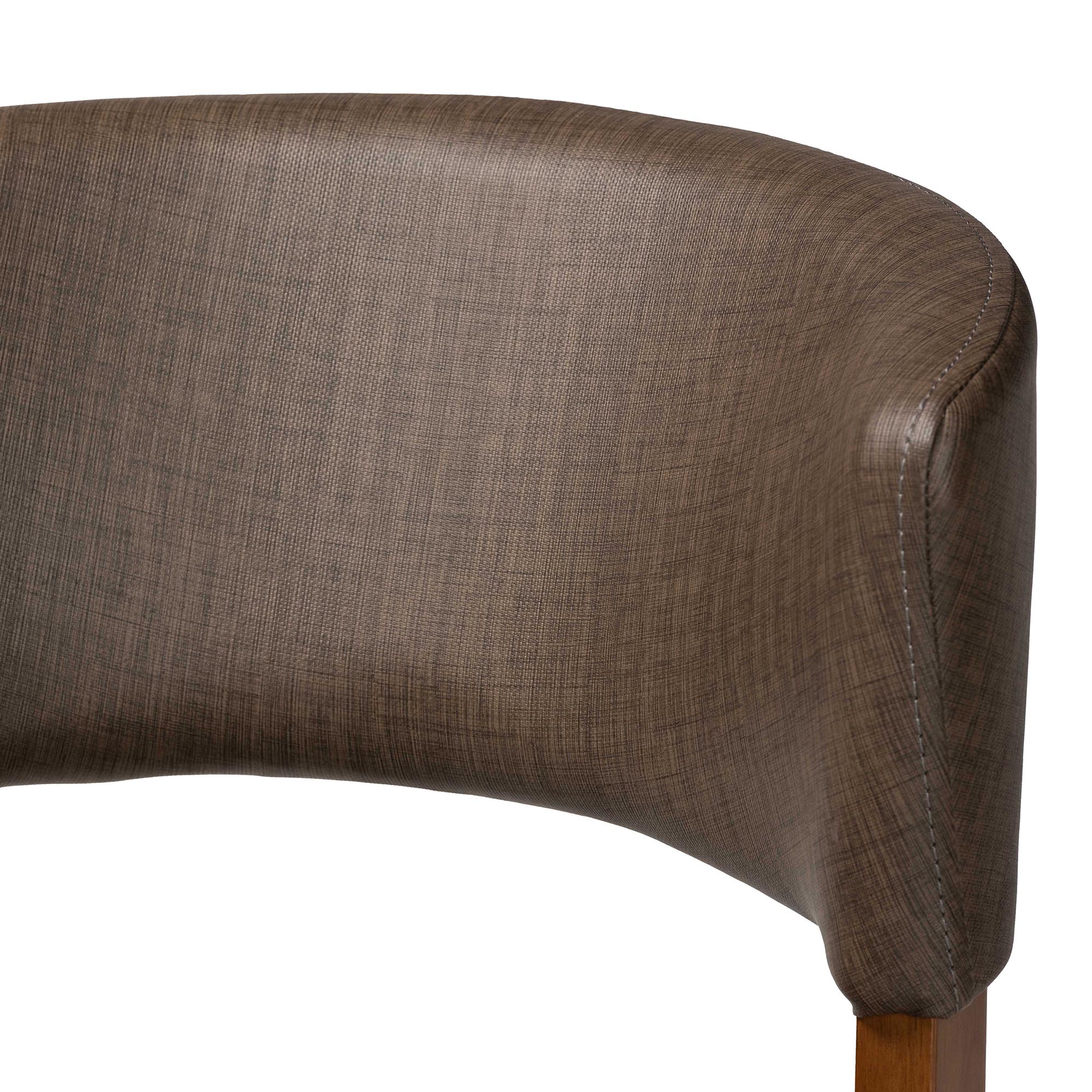 Baxton Studio Montreal Mid-Century Dark Walnut Wood Grey Faux Leather Dining Chair