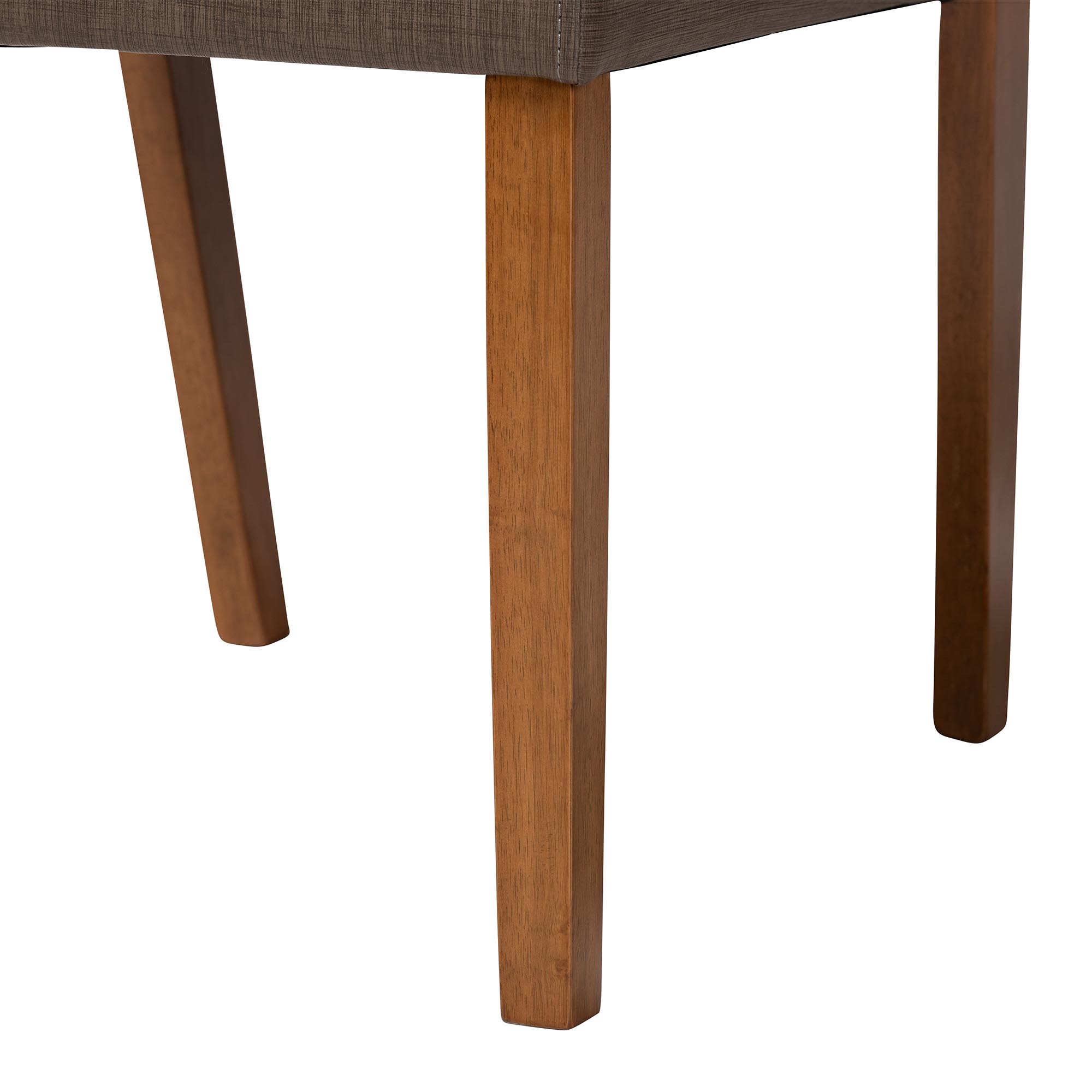 Baxton Studio Montreal Mid-Century Dark Walnut Wood Grey Faux Leather Dining Chair