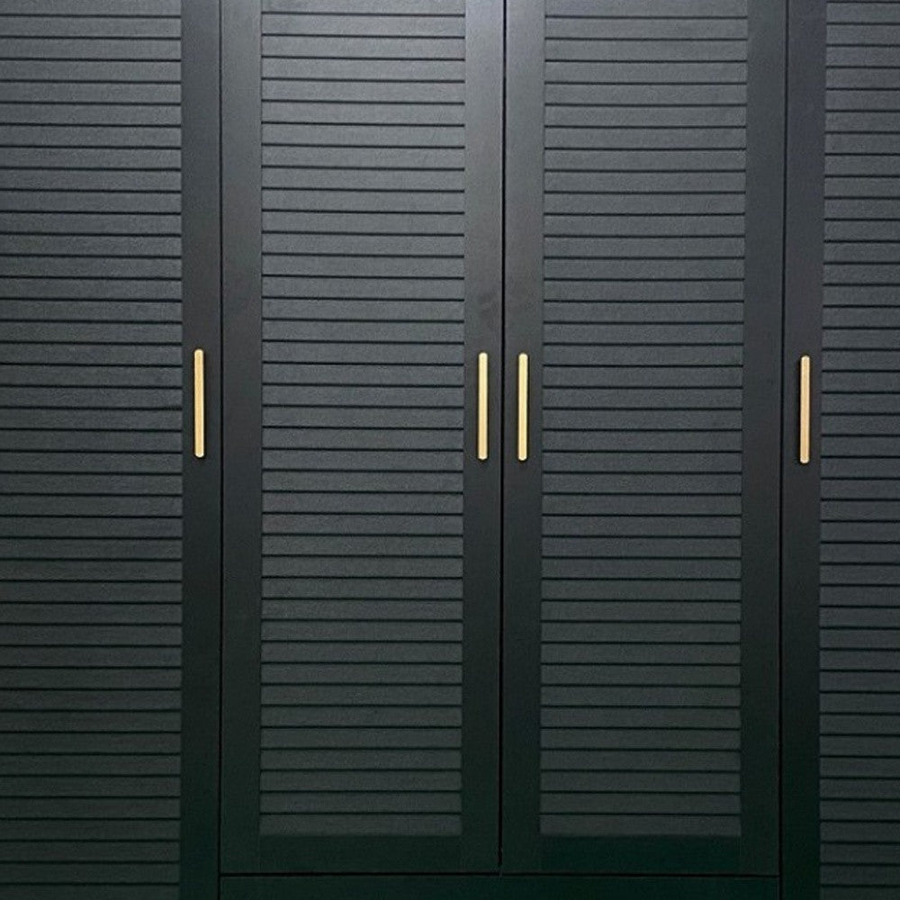 71" Black Plantation Shutter Wood Four Door Four Drawer Combo Dresser