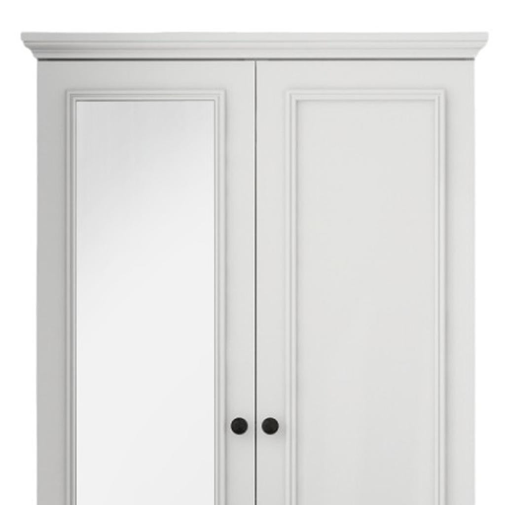 71" White Wood Mirrored Two Door Two Drawer Combo Dresser